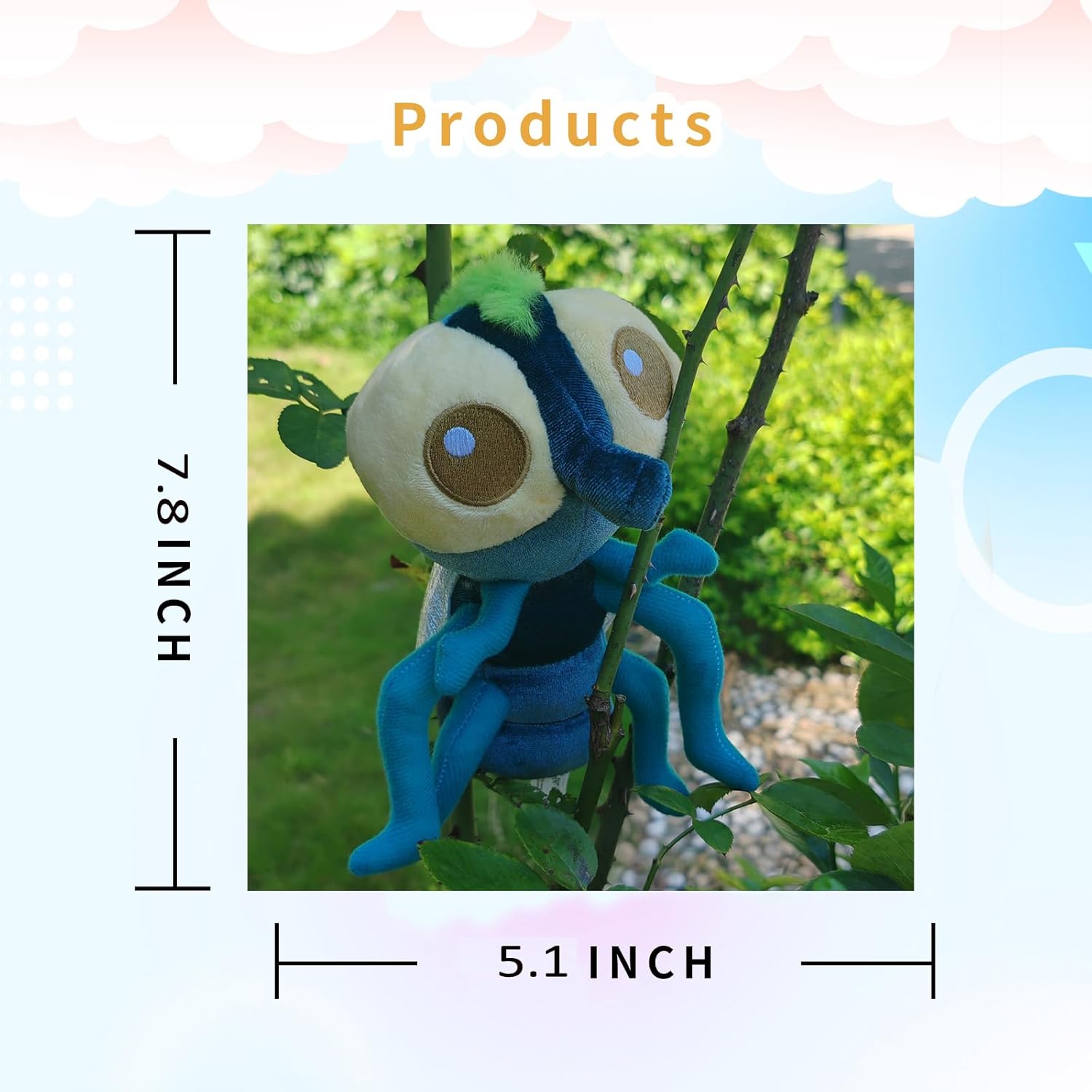 Cute Spider Plush Toy for Kids and Teens Blue