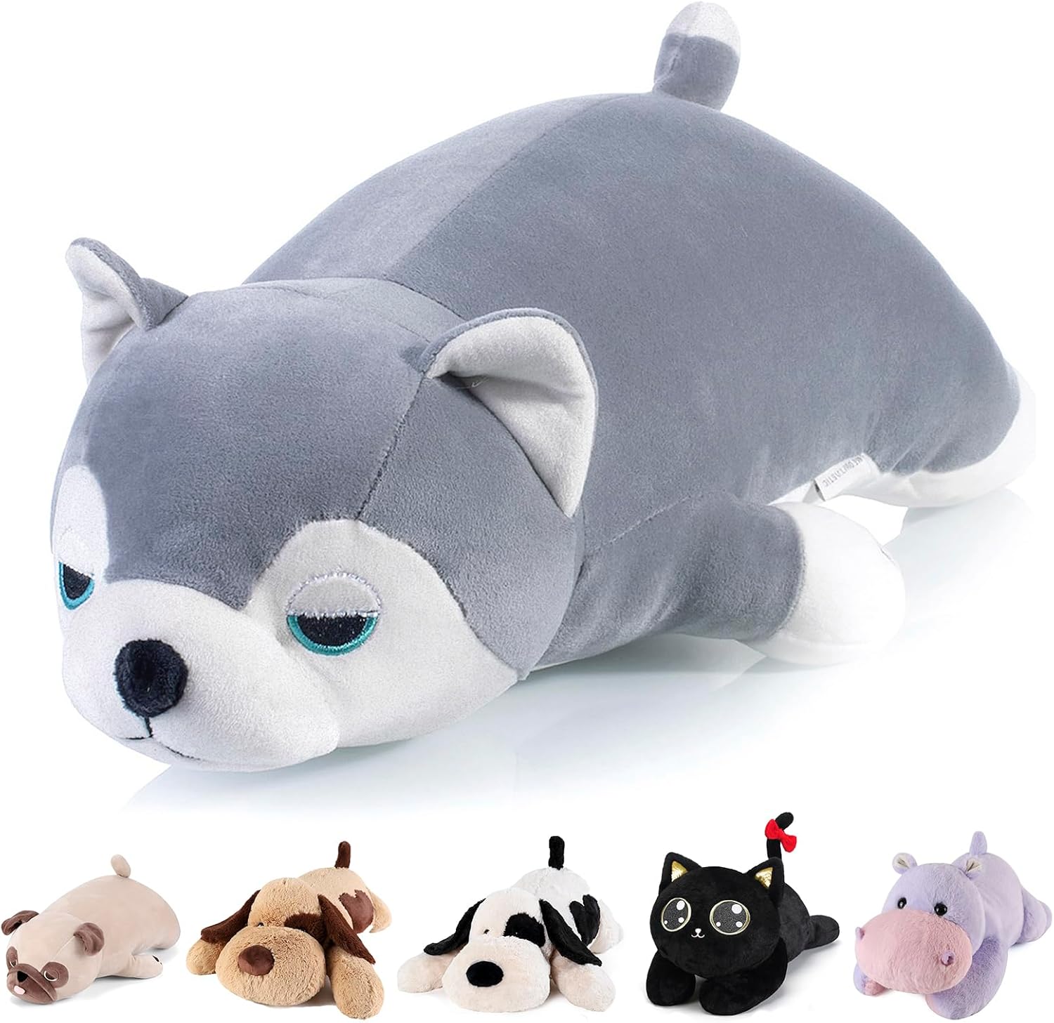 Meowtastic Husky Weighted Plush Toy - 28 Inch 40 Lbs Comfort Pillow