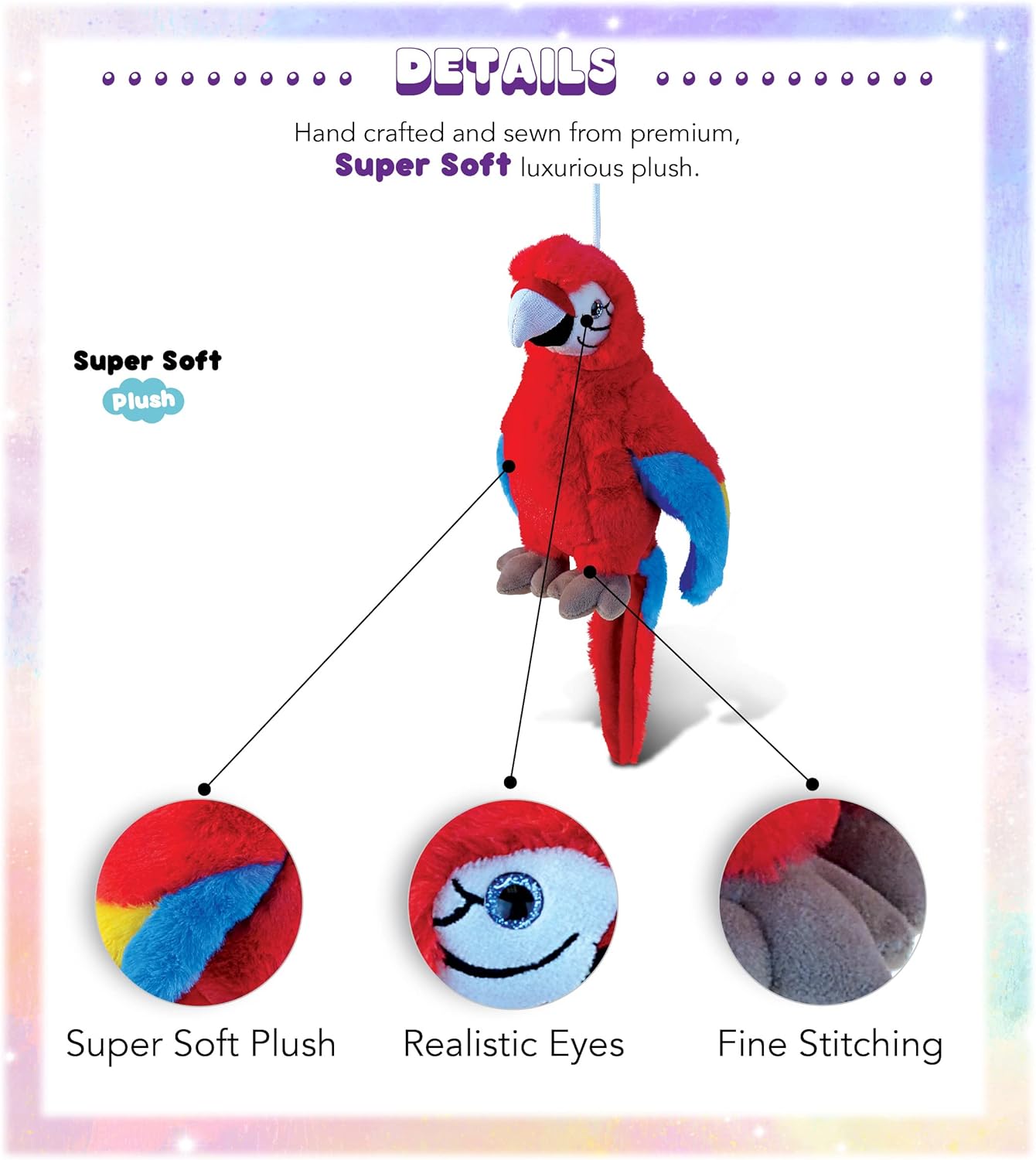 Puzzled DolliBu Red Parrot Plush Toy - 95 Inch