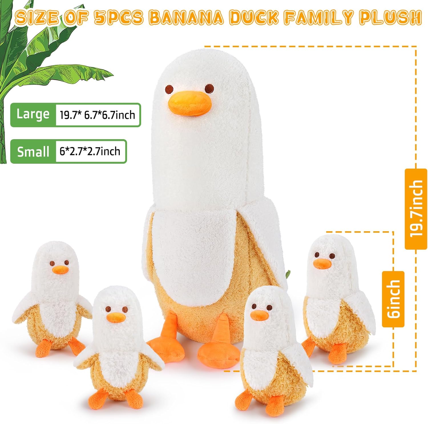 Auspicious Beginning 5-Piece Banana Duck Plush Set