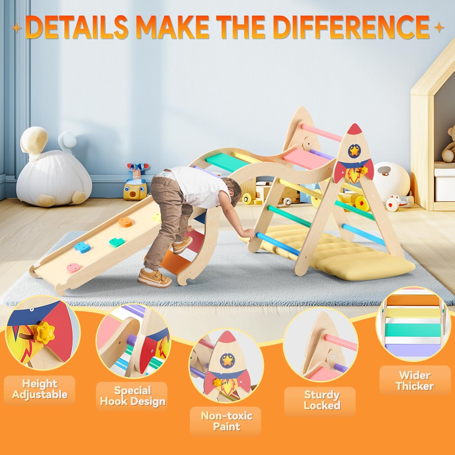 KidsBuddy Pikler Triangle Set for Toddlers 1-3