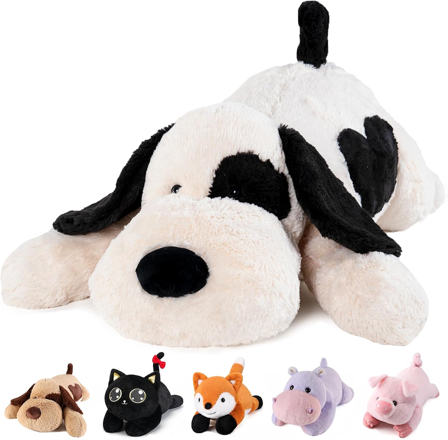 Meowtastic Black White Weighted Plush Stuffed Animal