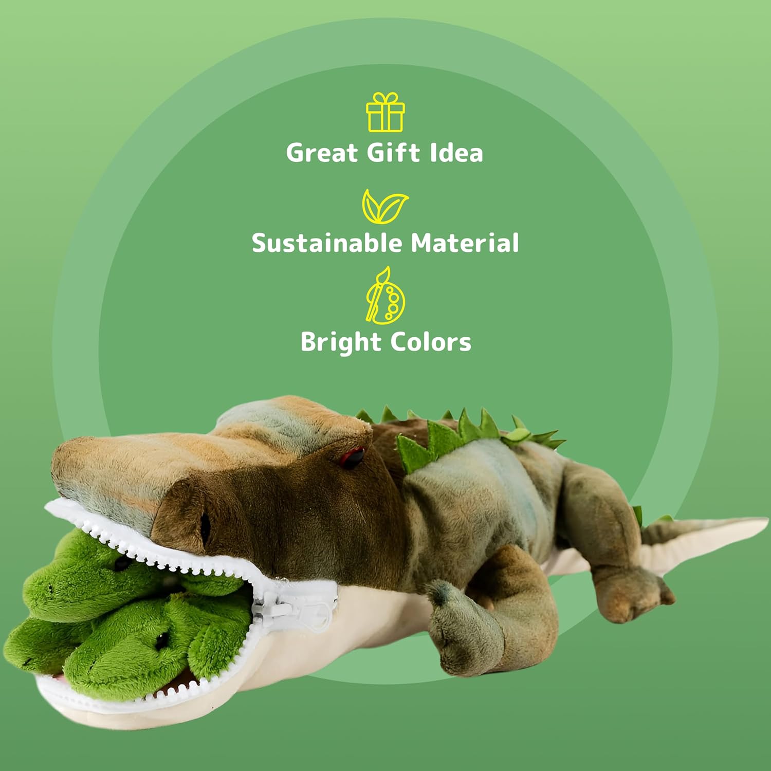 PREXTEX Stuffed Alligator with 3 Baby Alligators