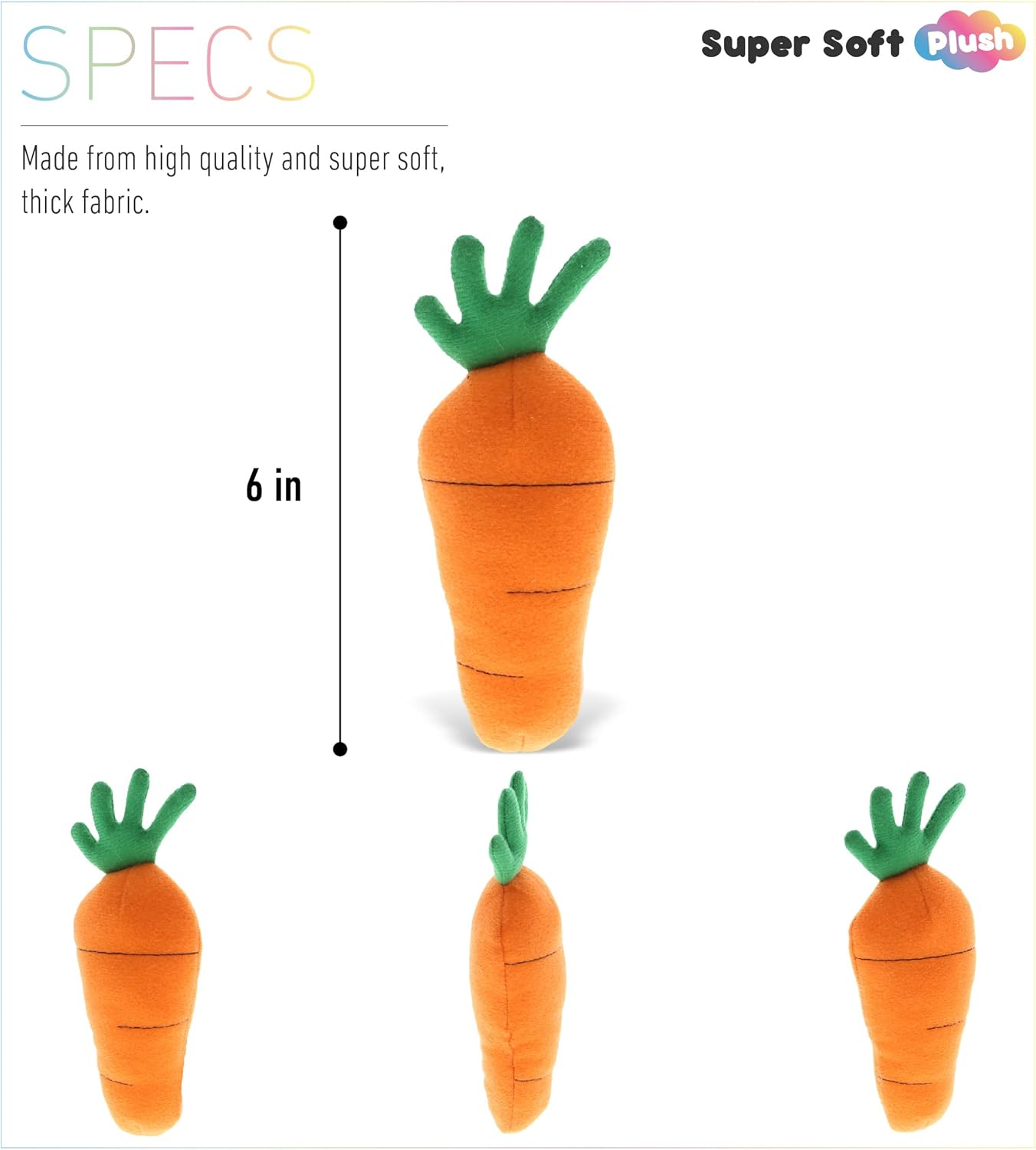 DolliBu Orange Carrot Plush Toy - 6 Inches