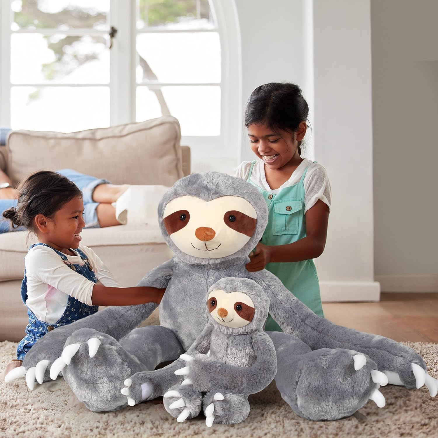 Libima 2 Pcs Large Sloth Plush Toy Set 40in and 18in