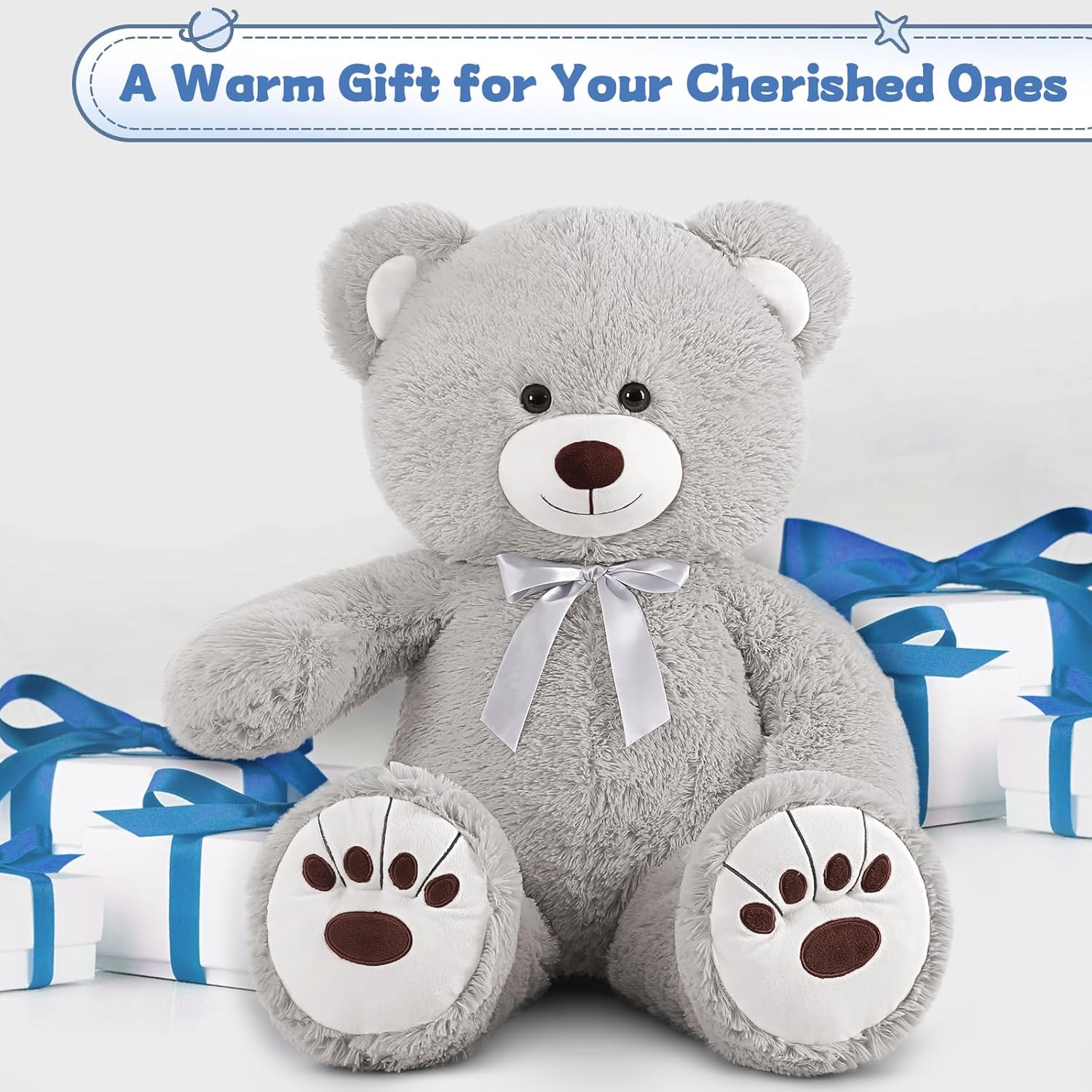 MorisMos 36in Giant Gray Teddy Bear Plush