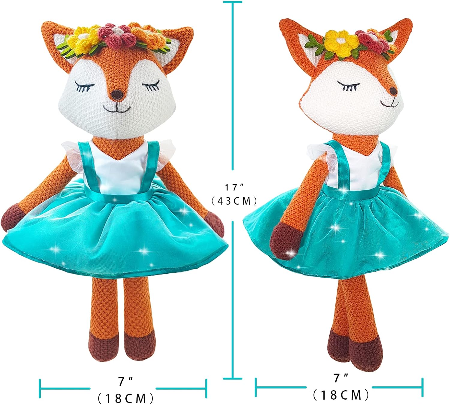 Justqunseen Cute Fox Plush Stuffed Animal Orange