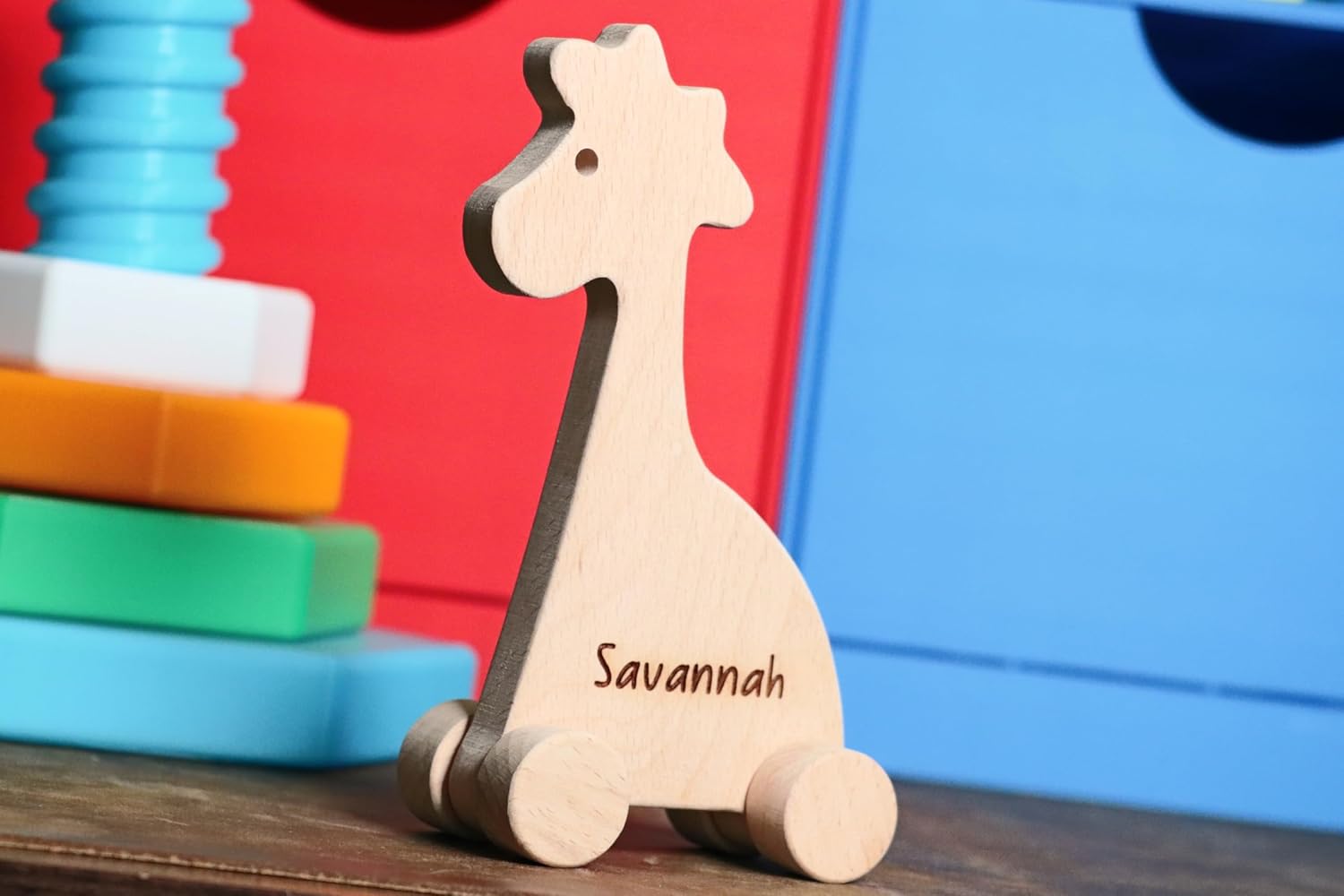 Handmade Wooden Rabbit Push Toy Personalized Gift