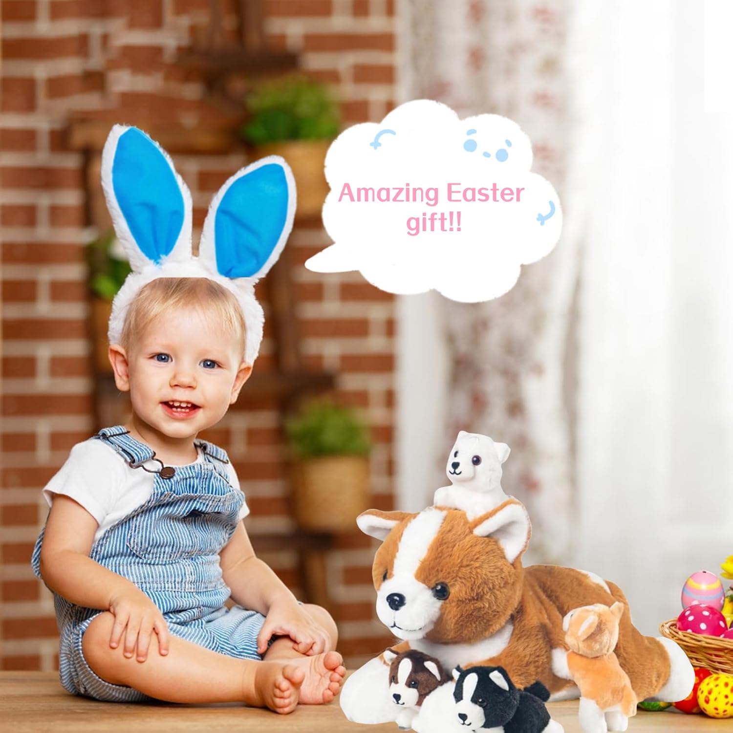 5 Pieces Dog Stuffed Animal Set with Babies