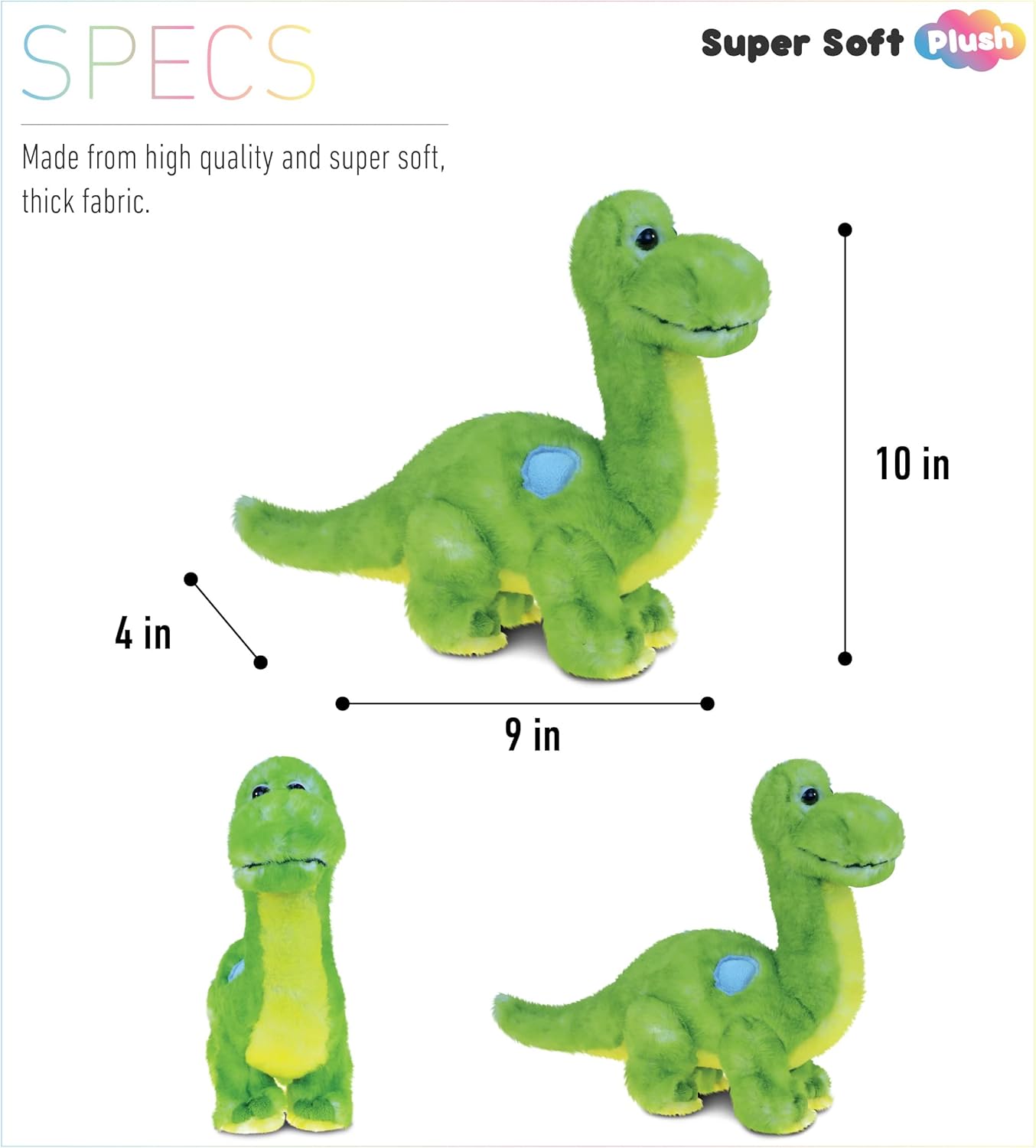 Puzzled DolliBu Plush Dinosaur - 10 Inch Soft Huggable Green Toy
