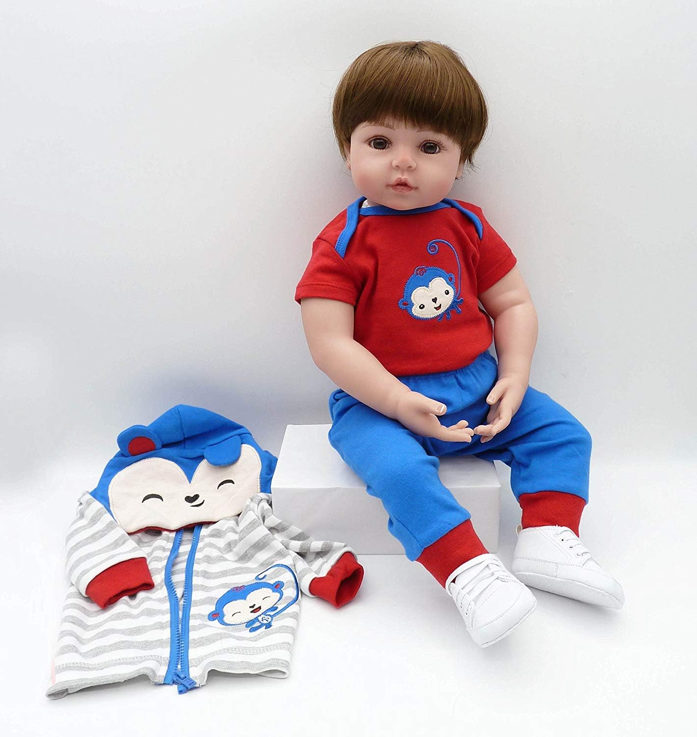 Babyfere Reborn Baby Doll Clothes Blue Monkey Outfit