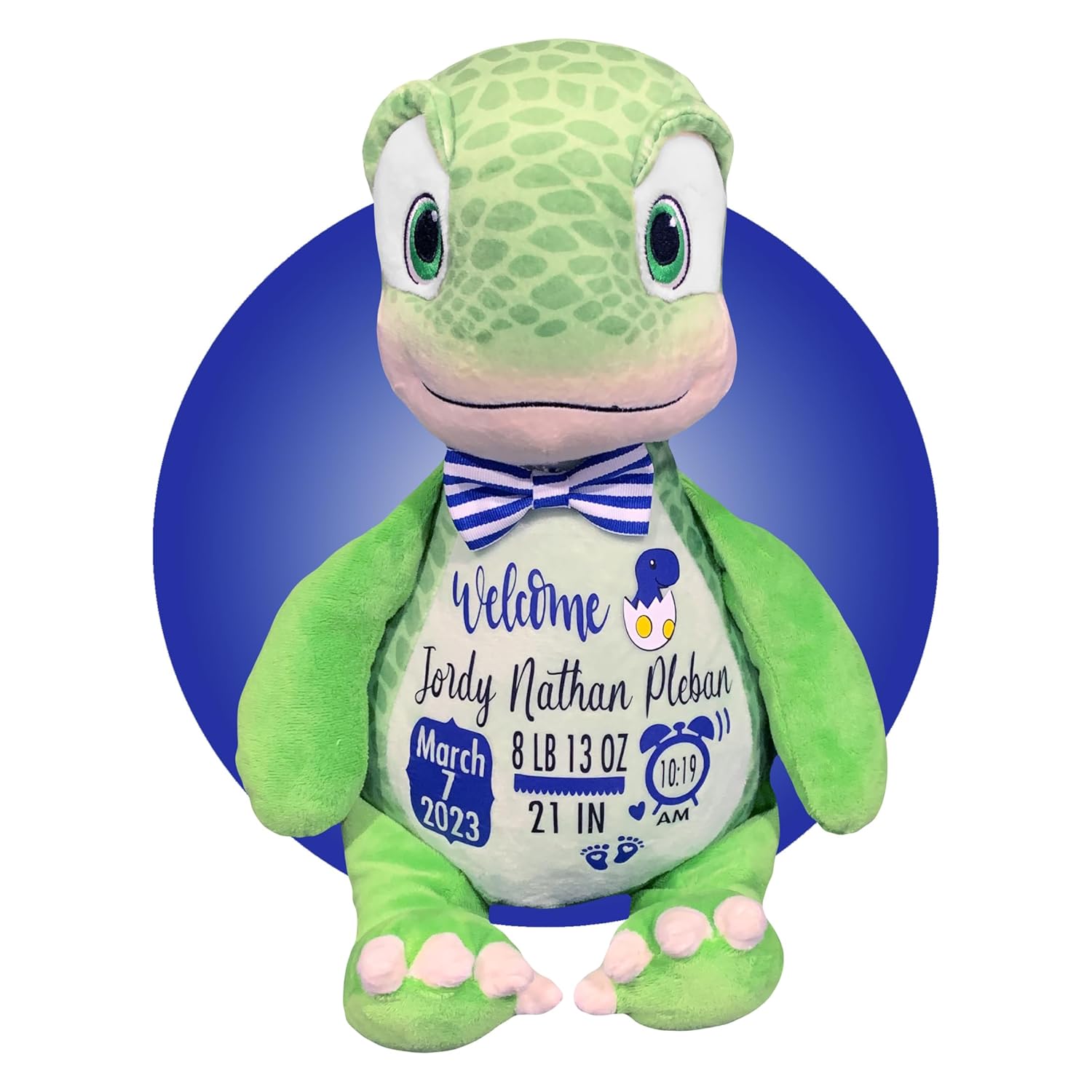 Baby Birth Stats Plush - Green Dinosaur