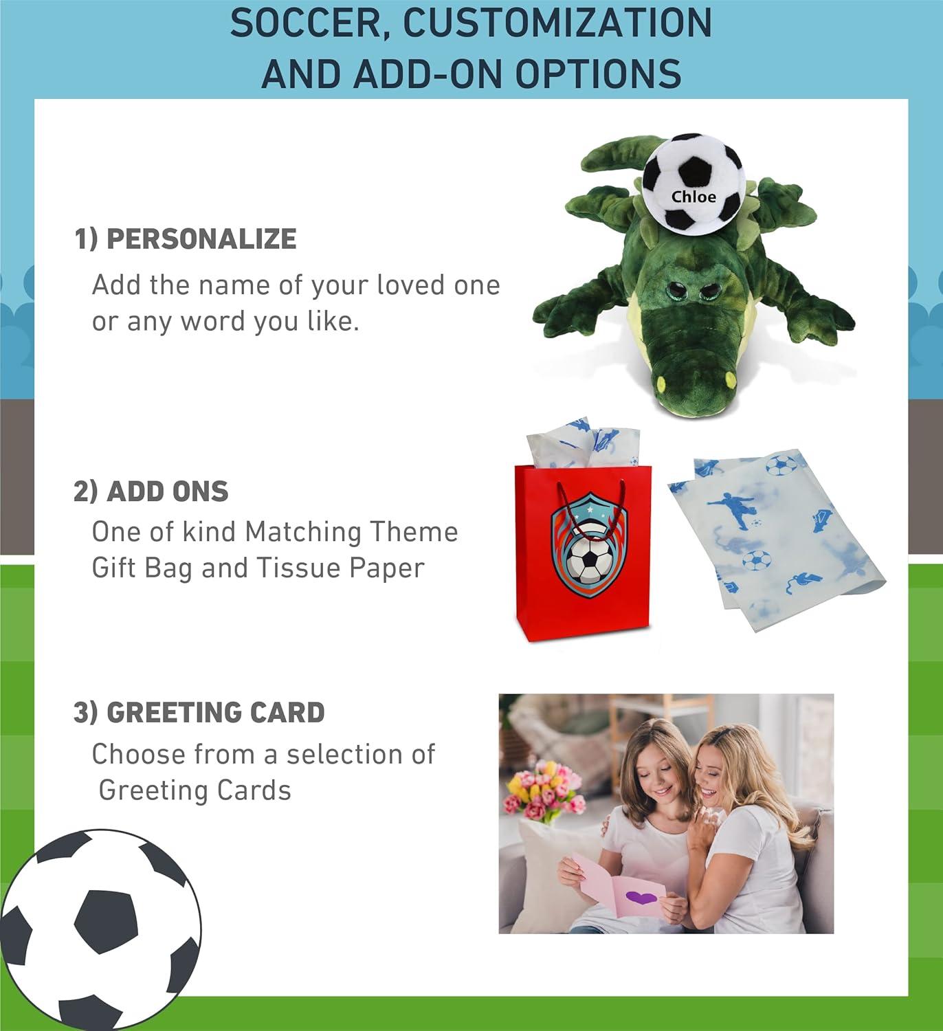 DolliBu Gator Plush with Soccer Ball - 18 Inches