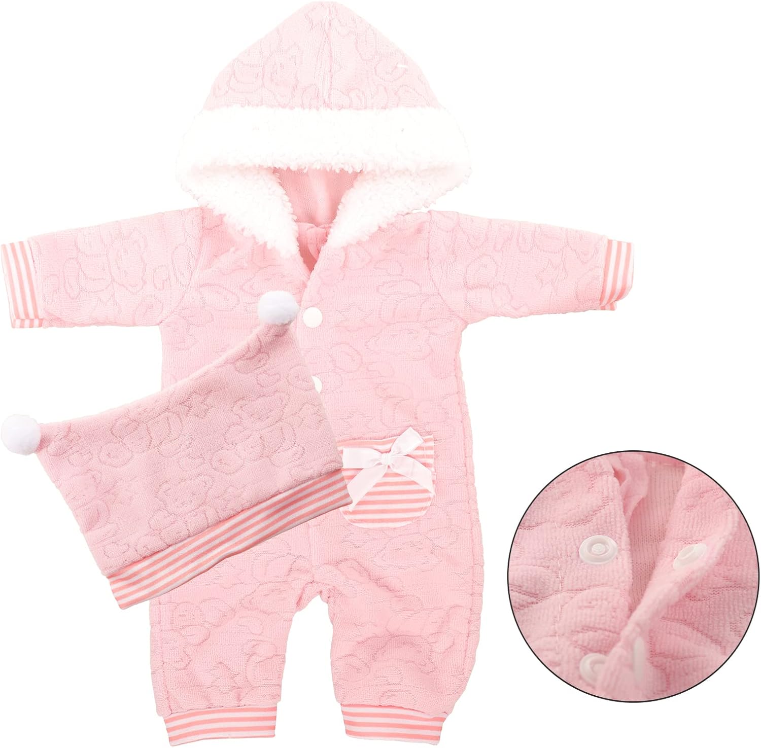 Miunana Baby Doll Clothes 14-16 Inch Hooded Jumpsuit with Cap