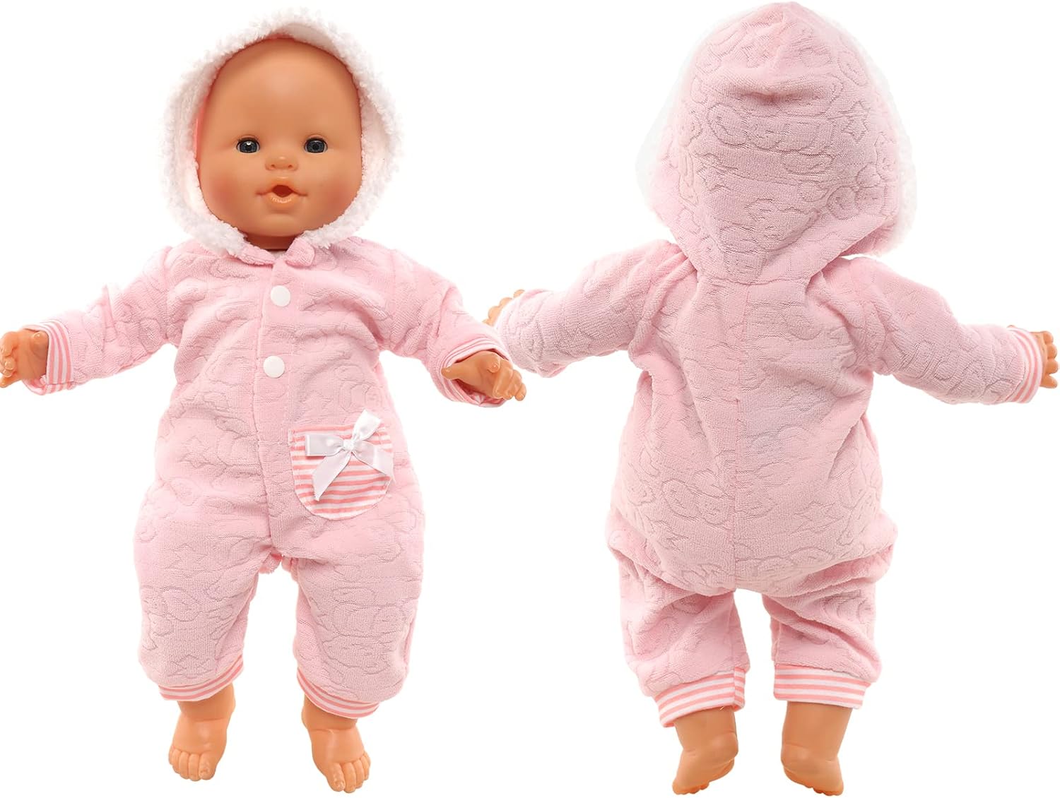 Miunana Baby Doll Clothes 14-16 Inch Hooded Jumpsuit with Cap