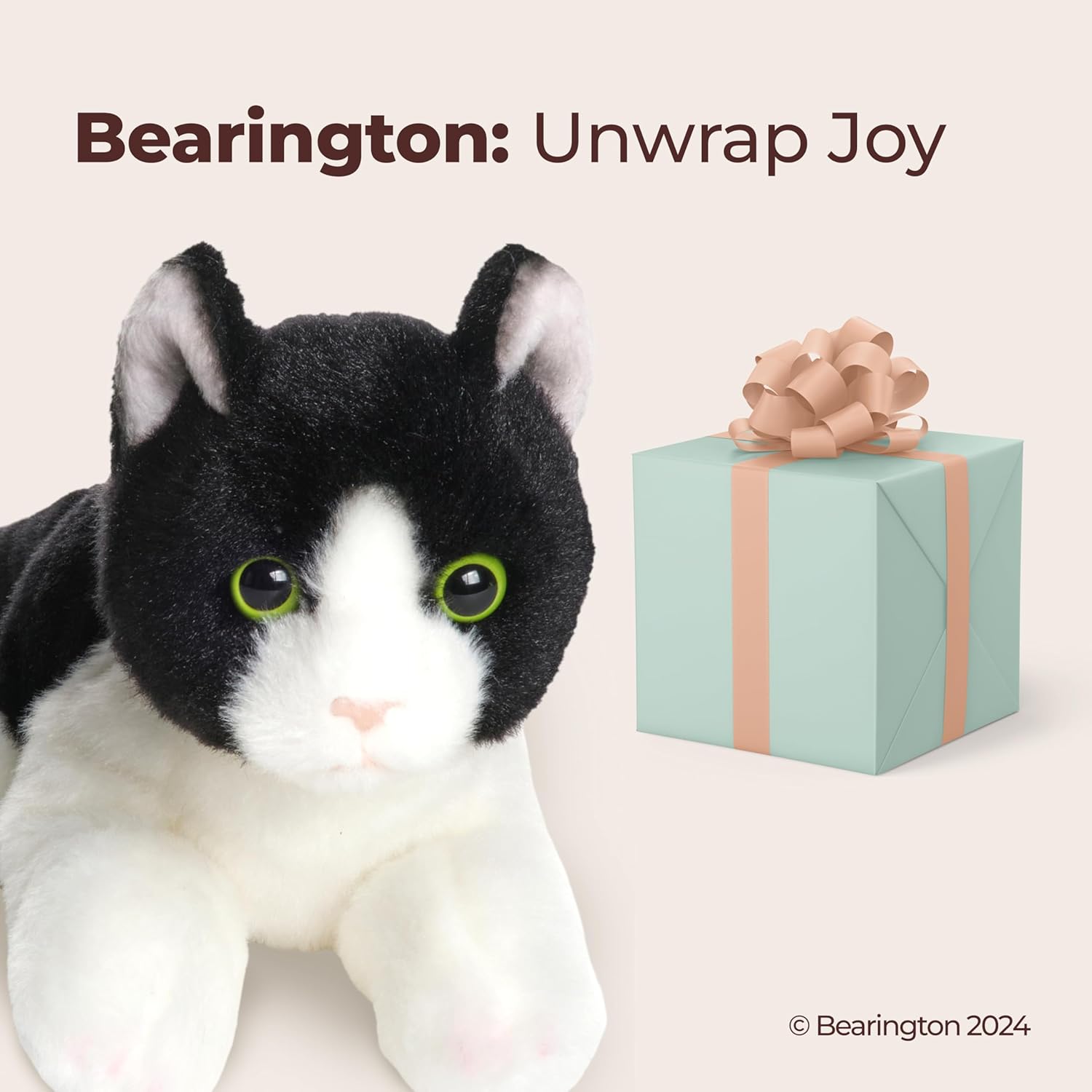 Bearington Collection Lil Domino 8 Inch Plush Cat Stuffed Animal