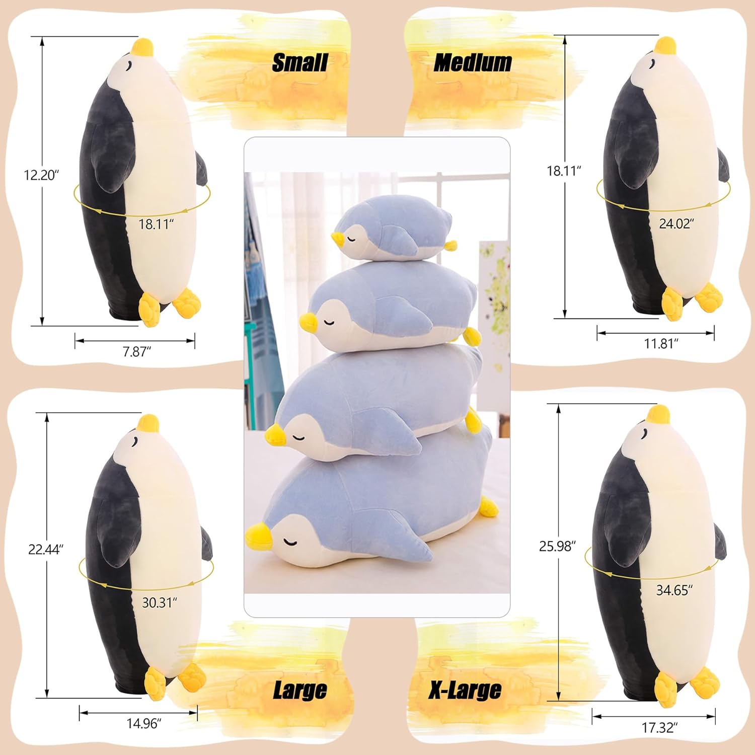 DENTRUN Penguin Plush Stuffed Animals 2244 Inch Blue