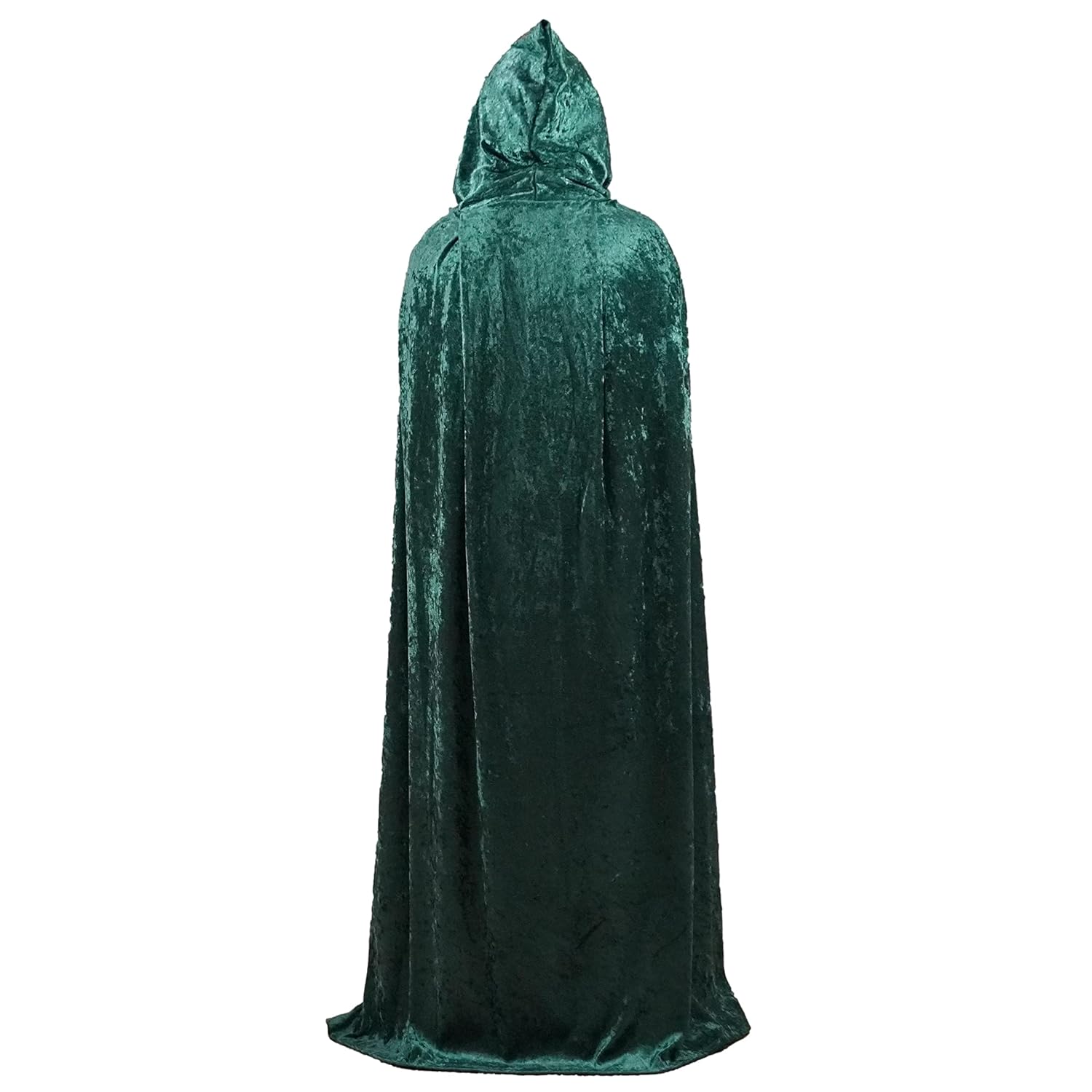 Hunter Emerald Green Crushed Velvet Full Length Hooded Cape