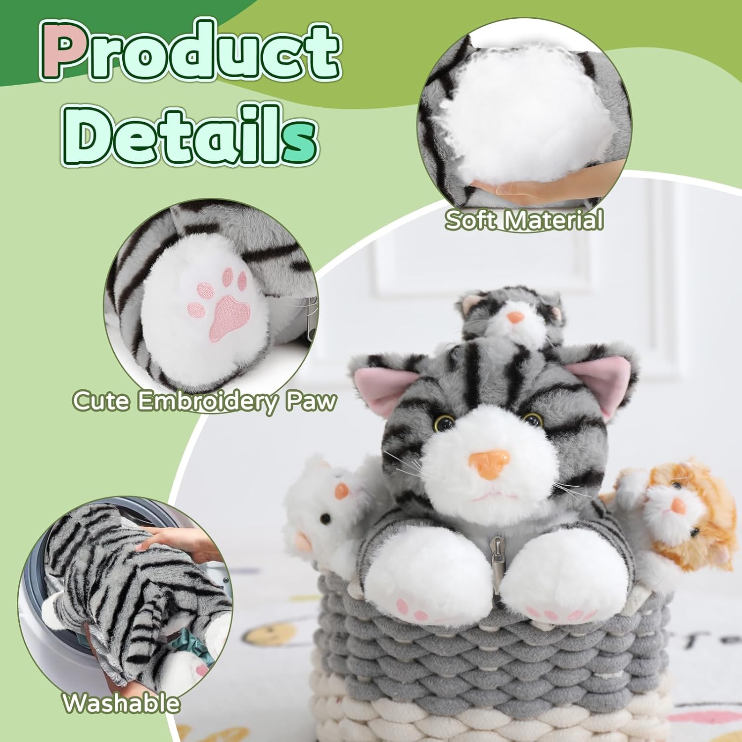 Muiteiur 157 Inch Cuddly Cat Plush Set