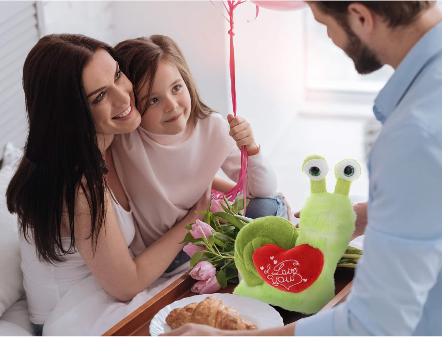DolliBu I Love You Valentine Green Snail Plush Toy