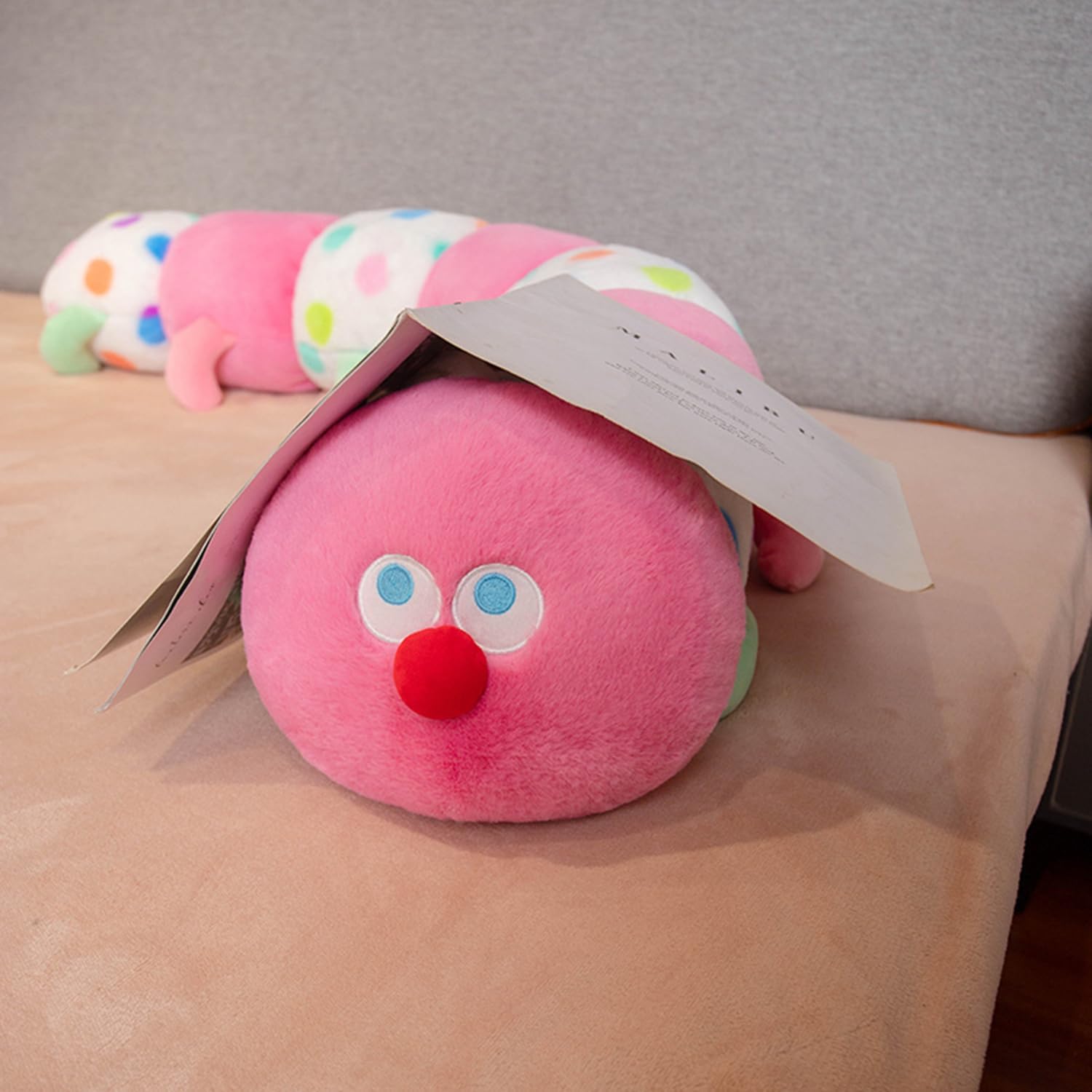 CASAGOOD 354 Inch Caterpillar Plush Stuffed Animal Pillow Pink