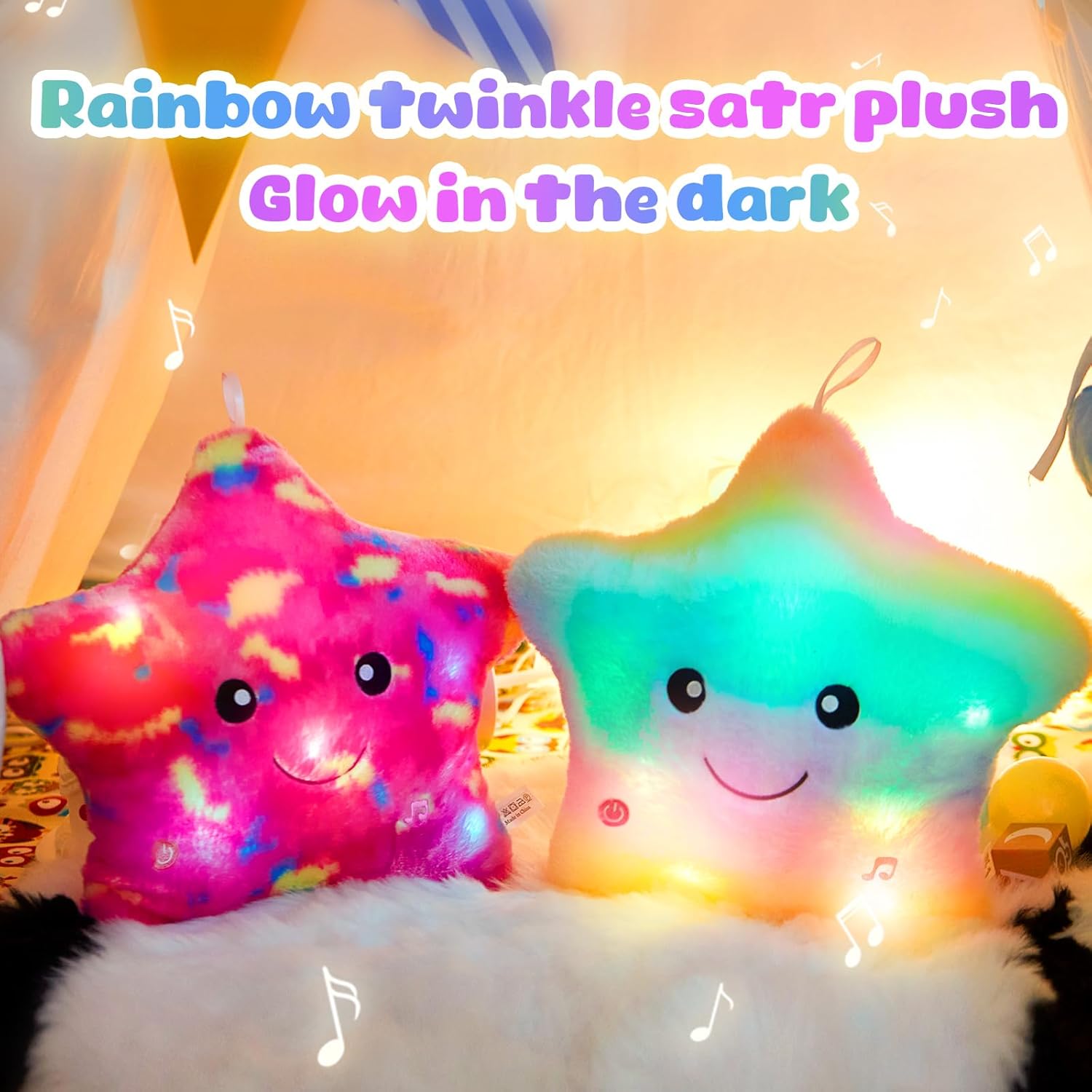 BSTAOFY 13 Inch Rainbow LED Musical Star Stuffed Animal Toy