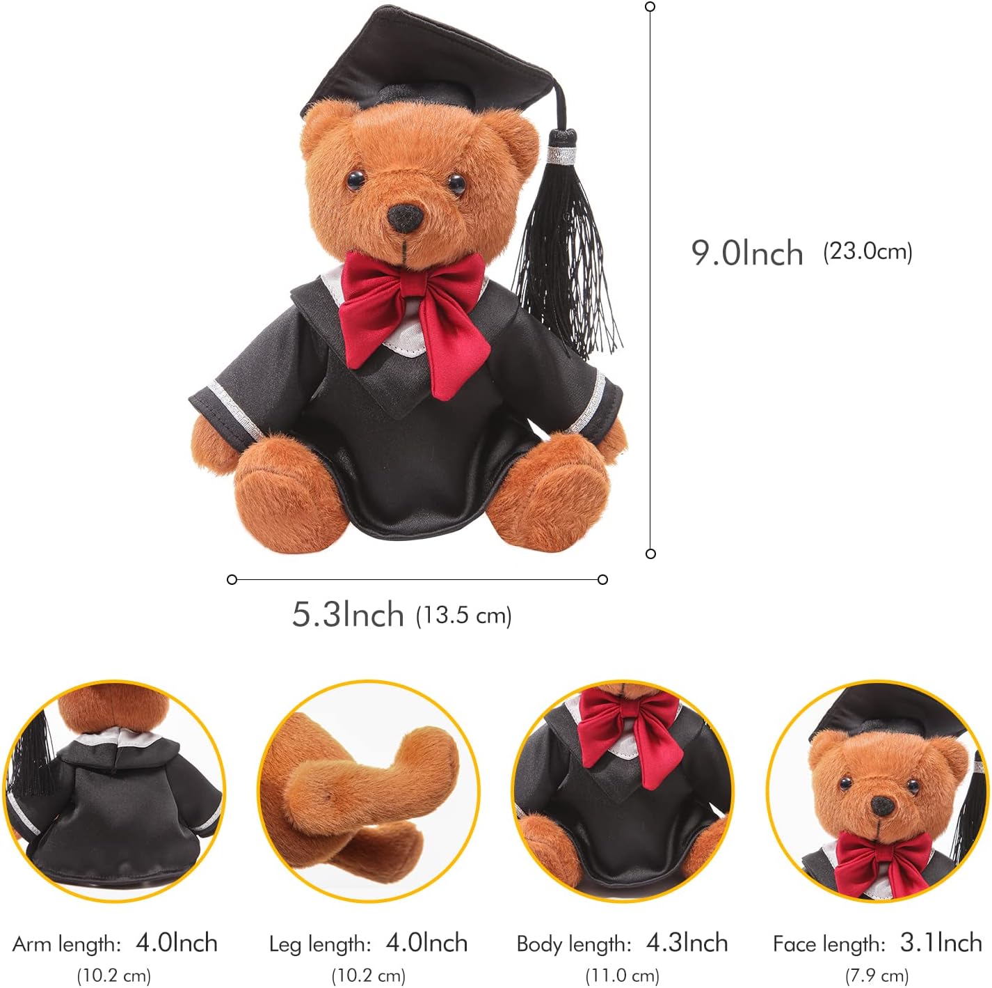 AULUDA Plush Graduation Bear Doll - Soft Huggable Stuffed Animal
