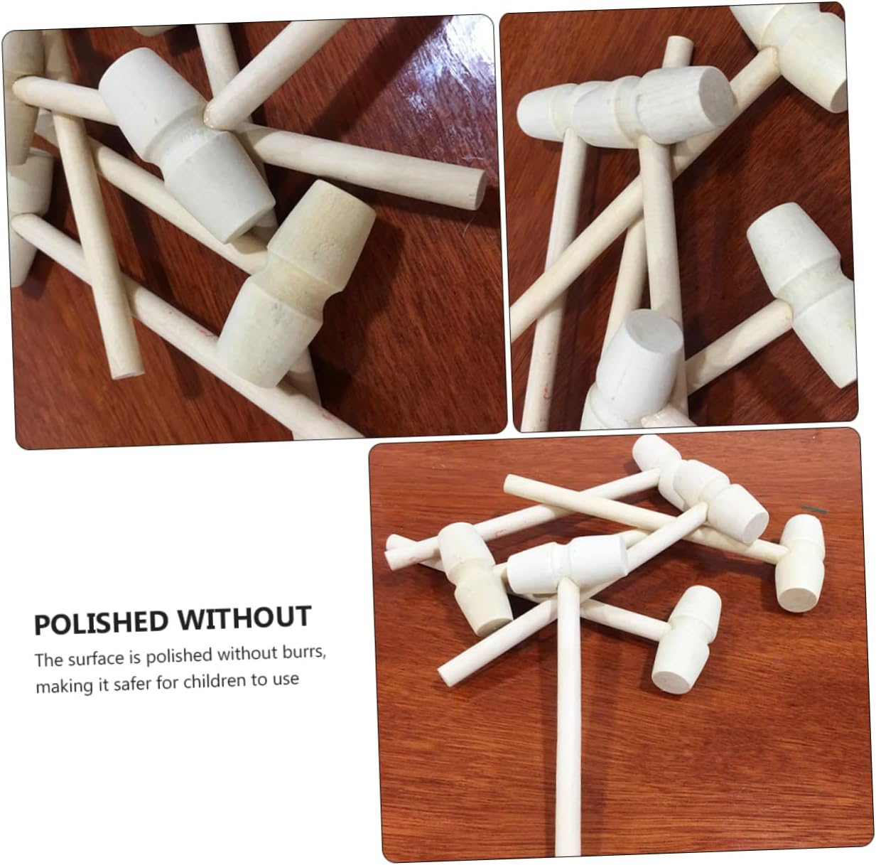 Toyvian Wooden Mini Hammers 15pcs Set for Preschoolers