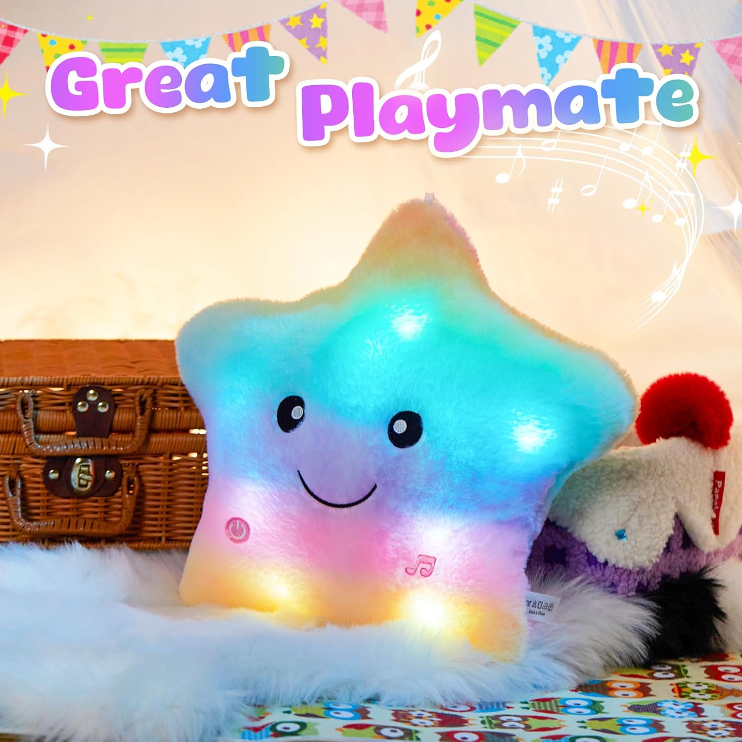 BSTAOFY 13 Inch Rainbow LED Musical Star Stuffed Animal Toy