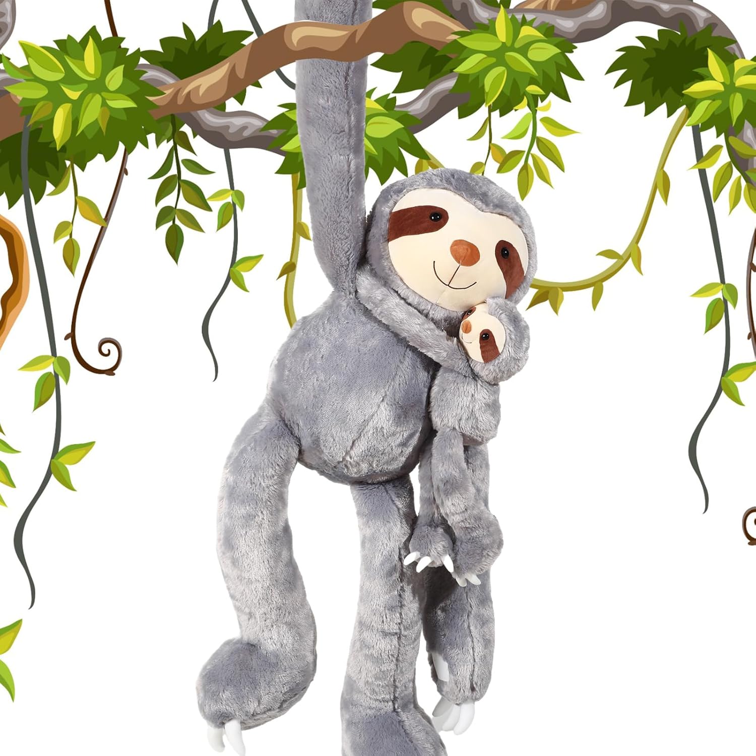Libima 2 Pcs Large Sloth Plush Toy Set 40in and 18in