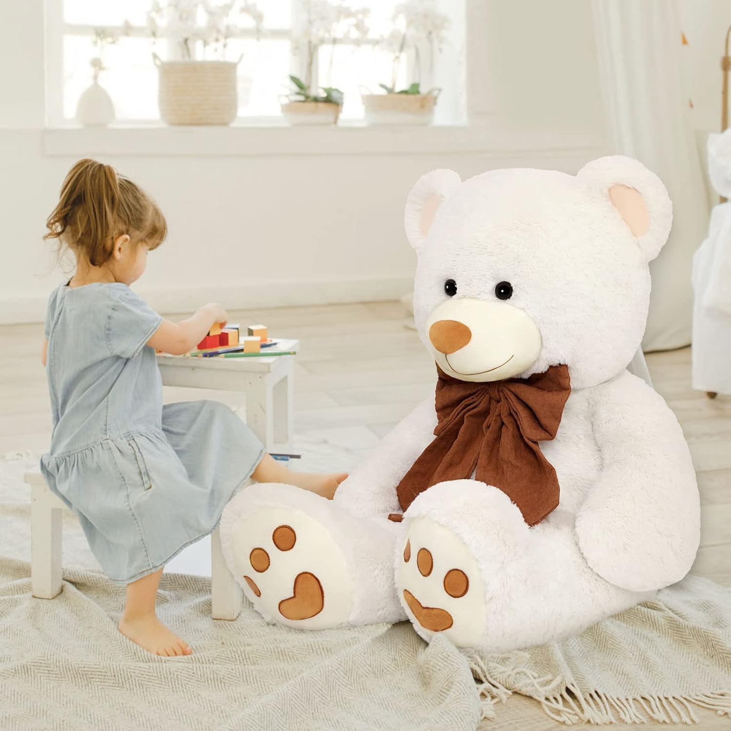 MorisMos 40 Inch White Teddy Bear Plush Toy