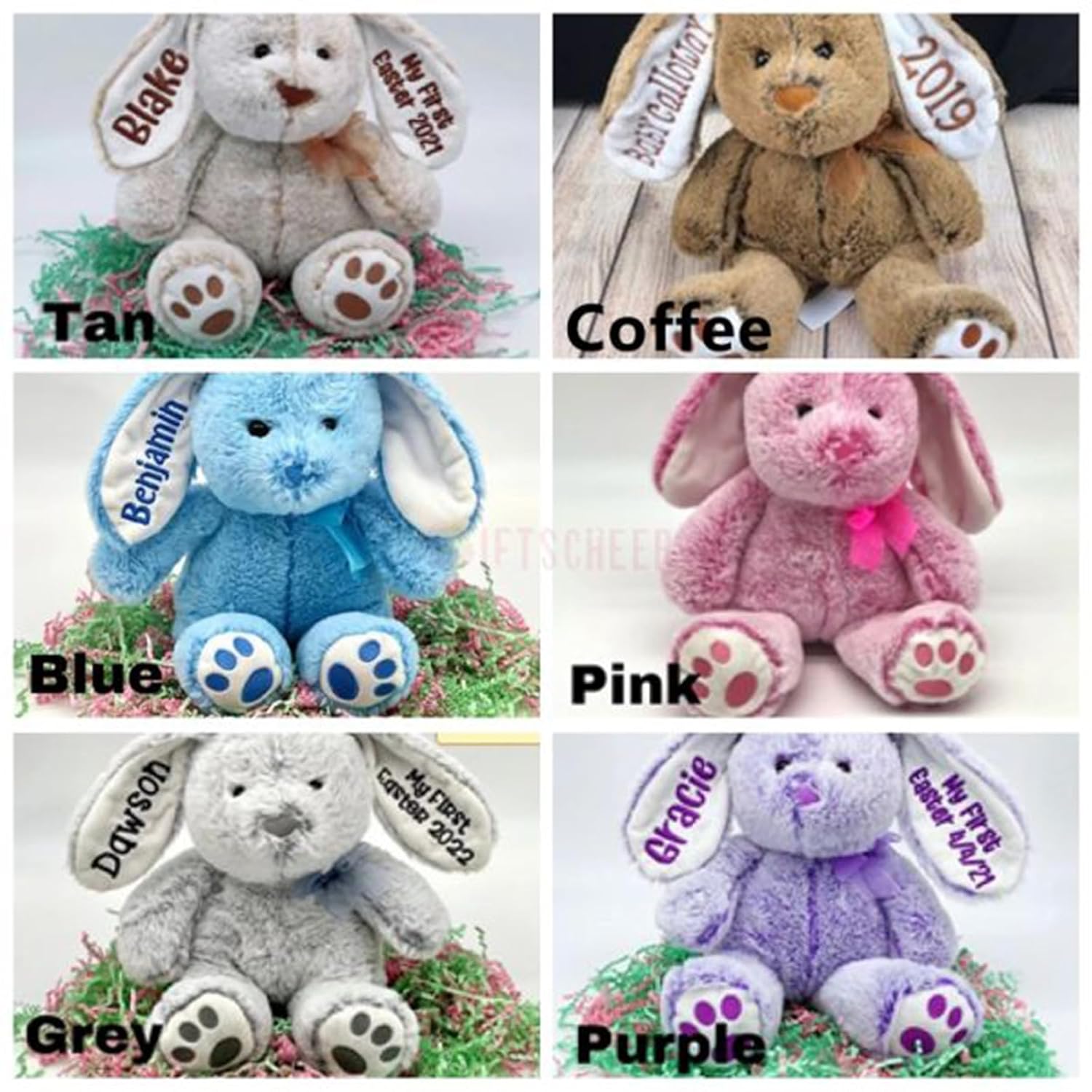 Personalized Plush Bunny Toy for Kids Embroidered Easter Gift Toddler Animal