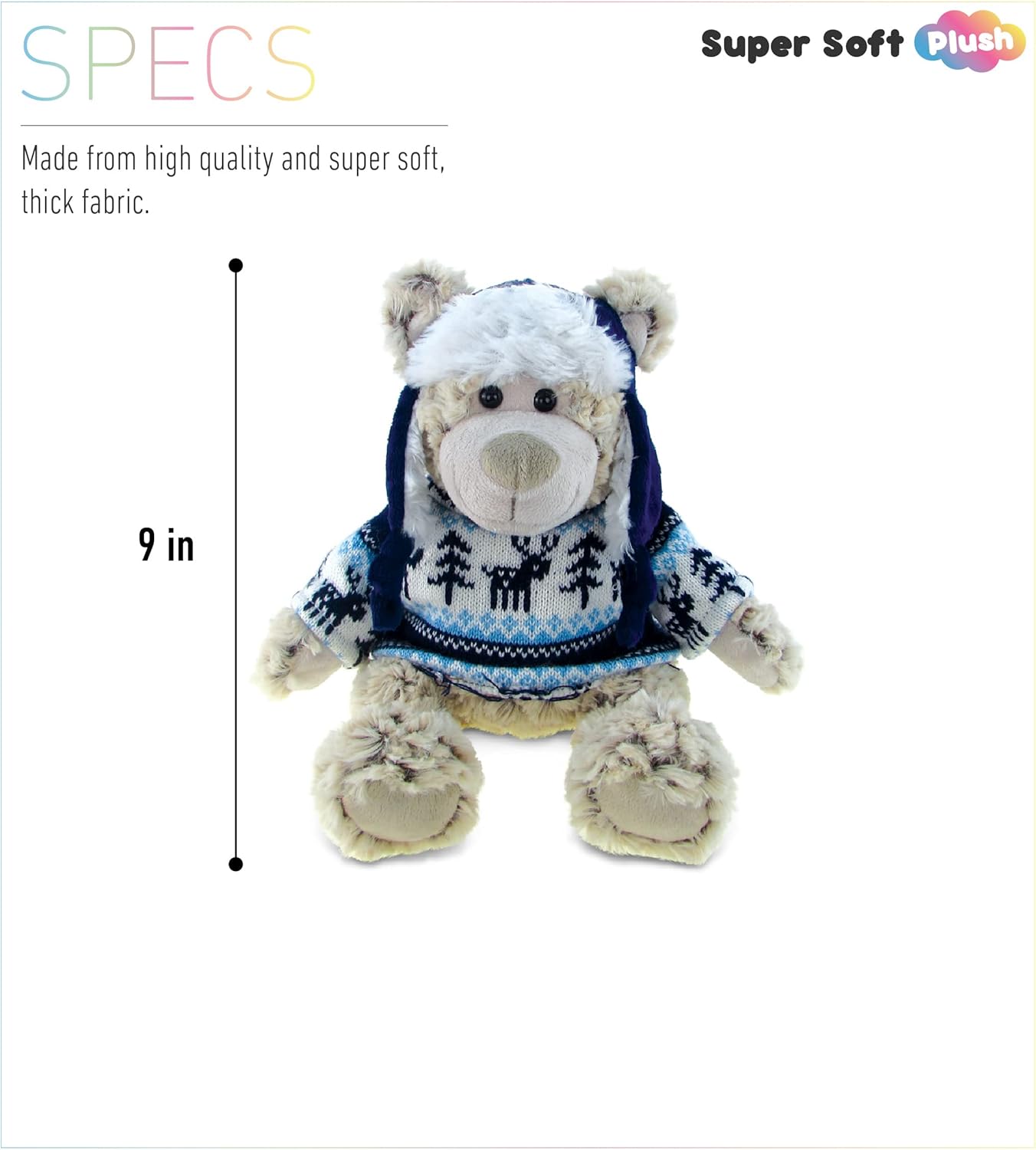 DolliBu Plush Polar Bear - 9 Inch Huggable Bear with Hat Sweater