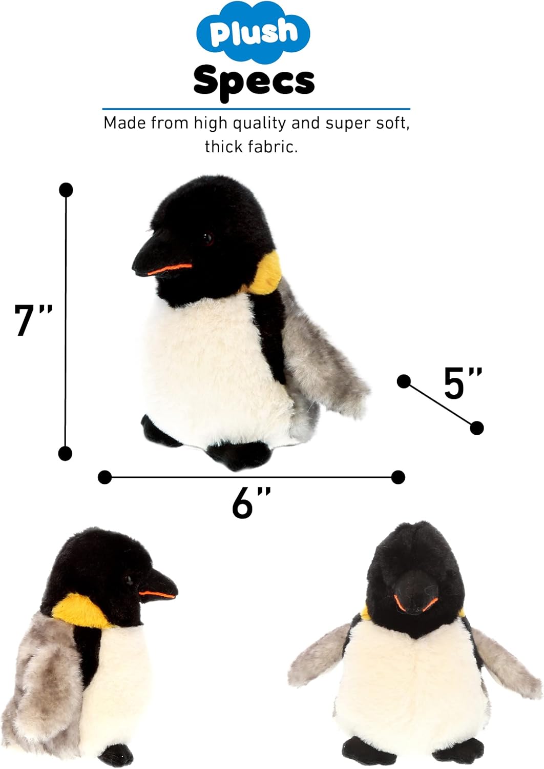 DolliBu Plush Penguin Toy - 7 Inch Huggable Soft Plush