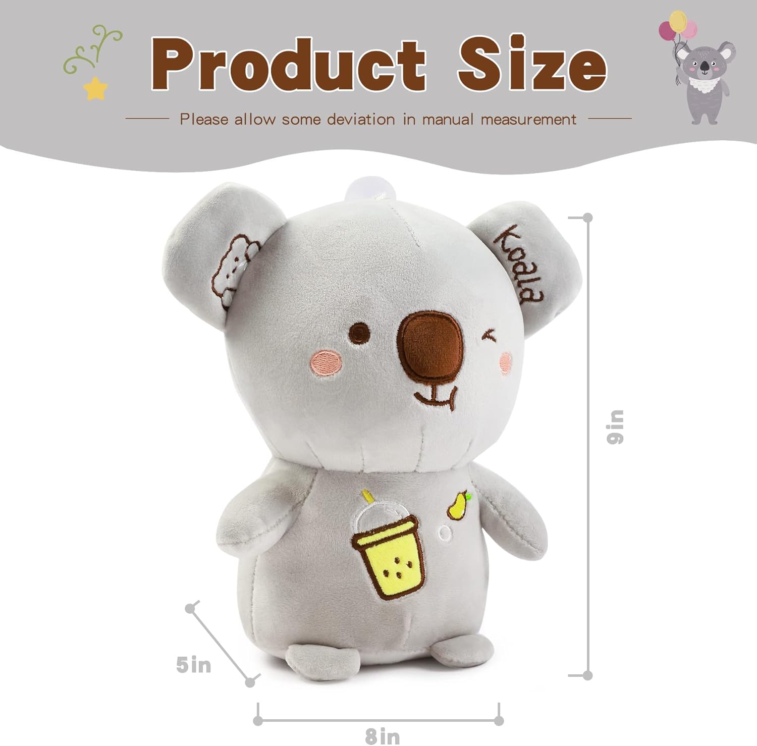 ZGXIONG 9 Inch Grey Koala Plushie Toy