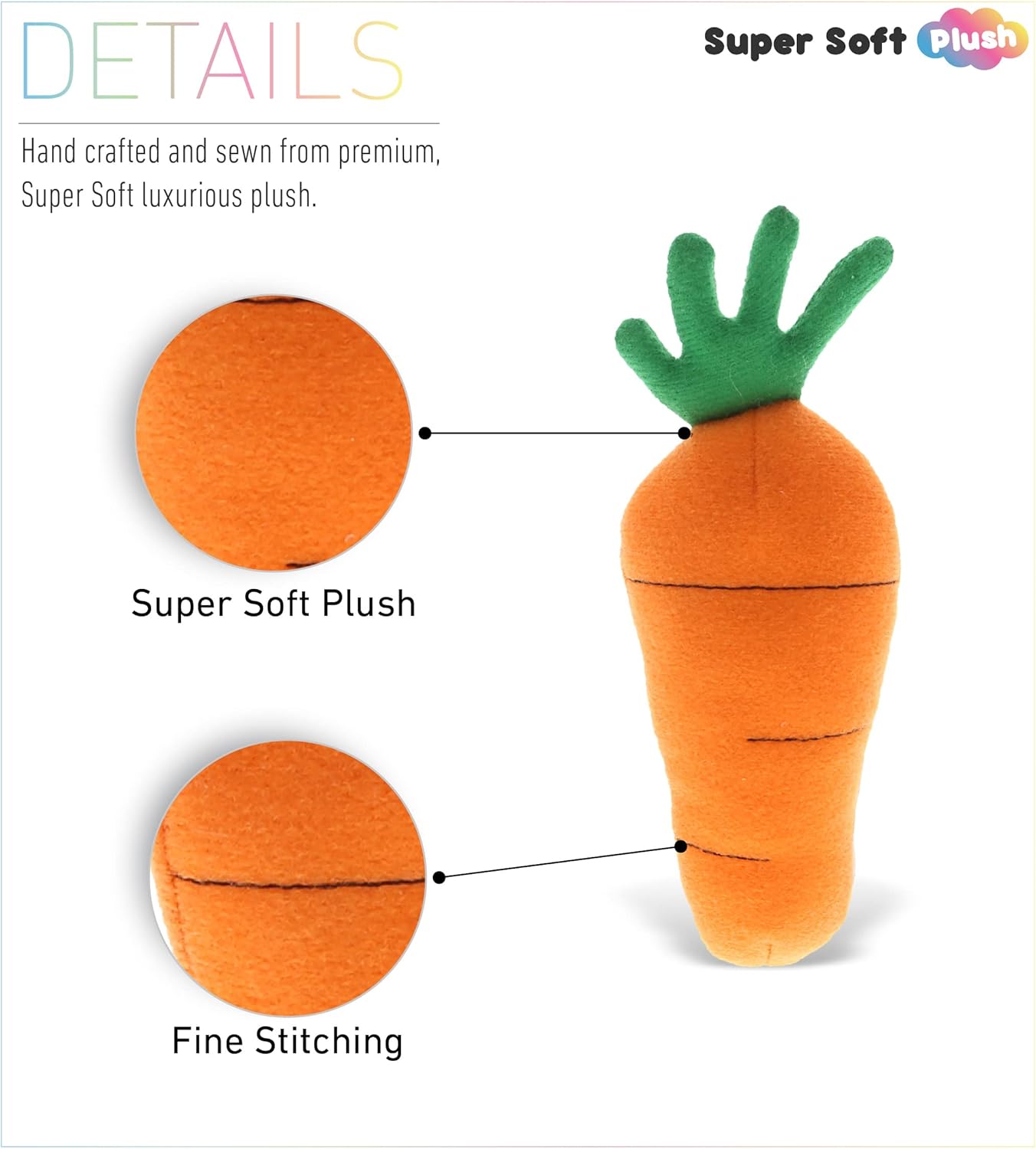 DolliBu Orange Carrot Plush Toy - 6 Inches