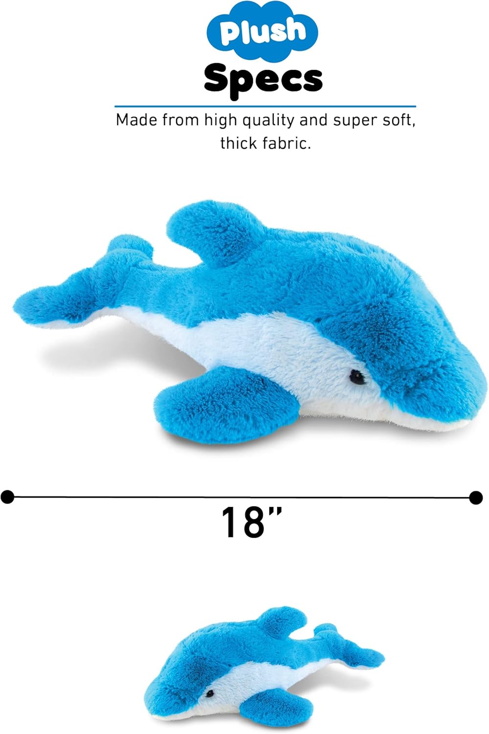 Puzzled DolliBu Plush Dolphin - 18 Inch Soft Huggable Toy