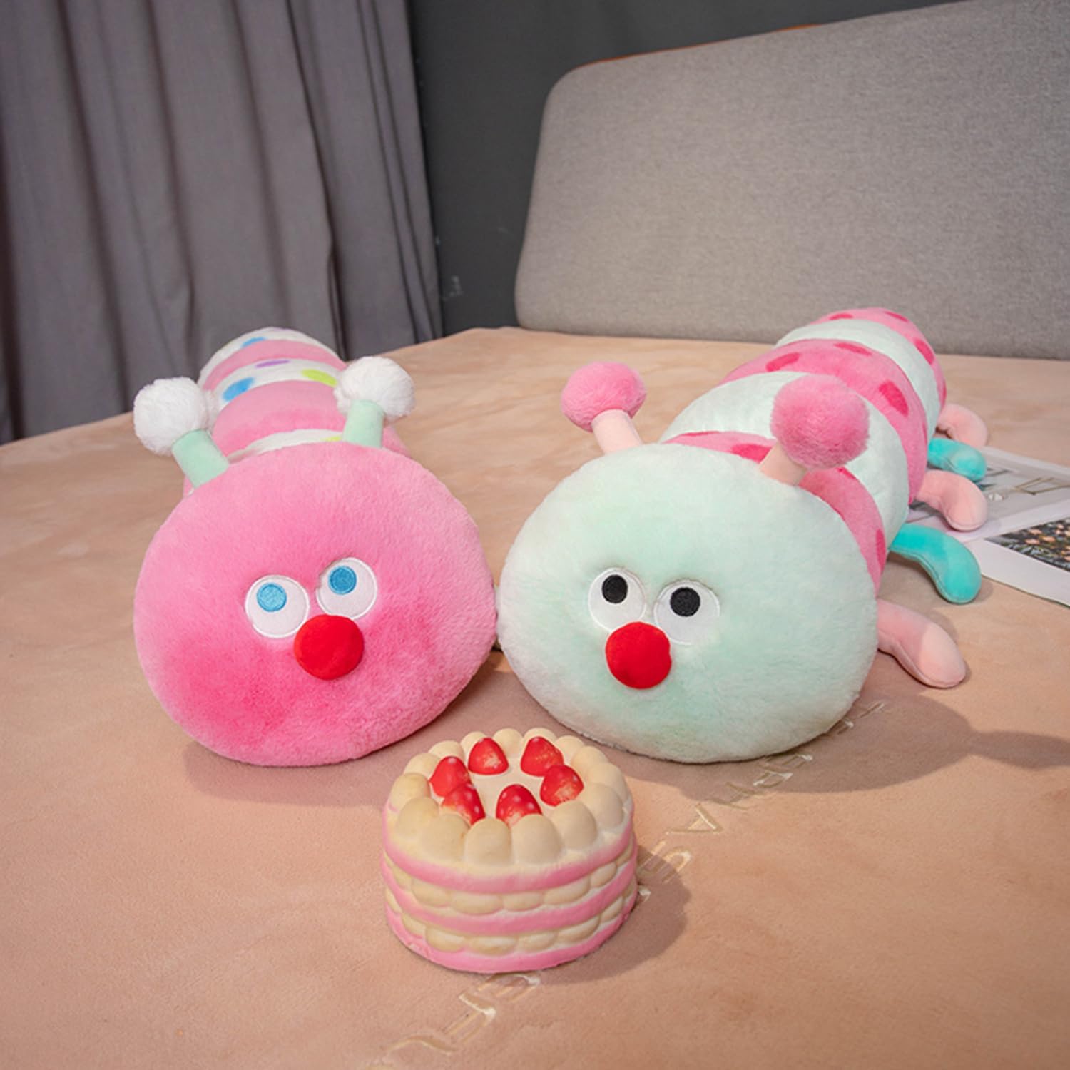 CASAGOOD 354 Inch Caterpillar Plush Stuffed Animal Pillow Pink