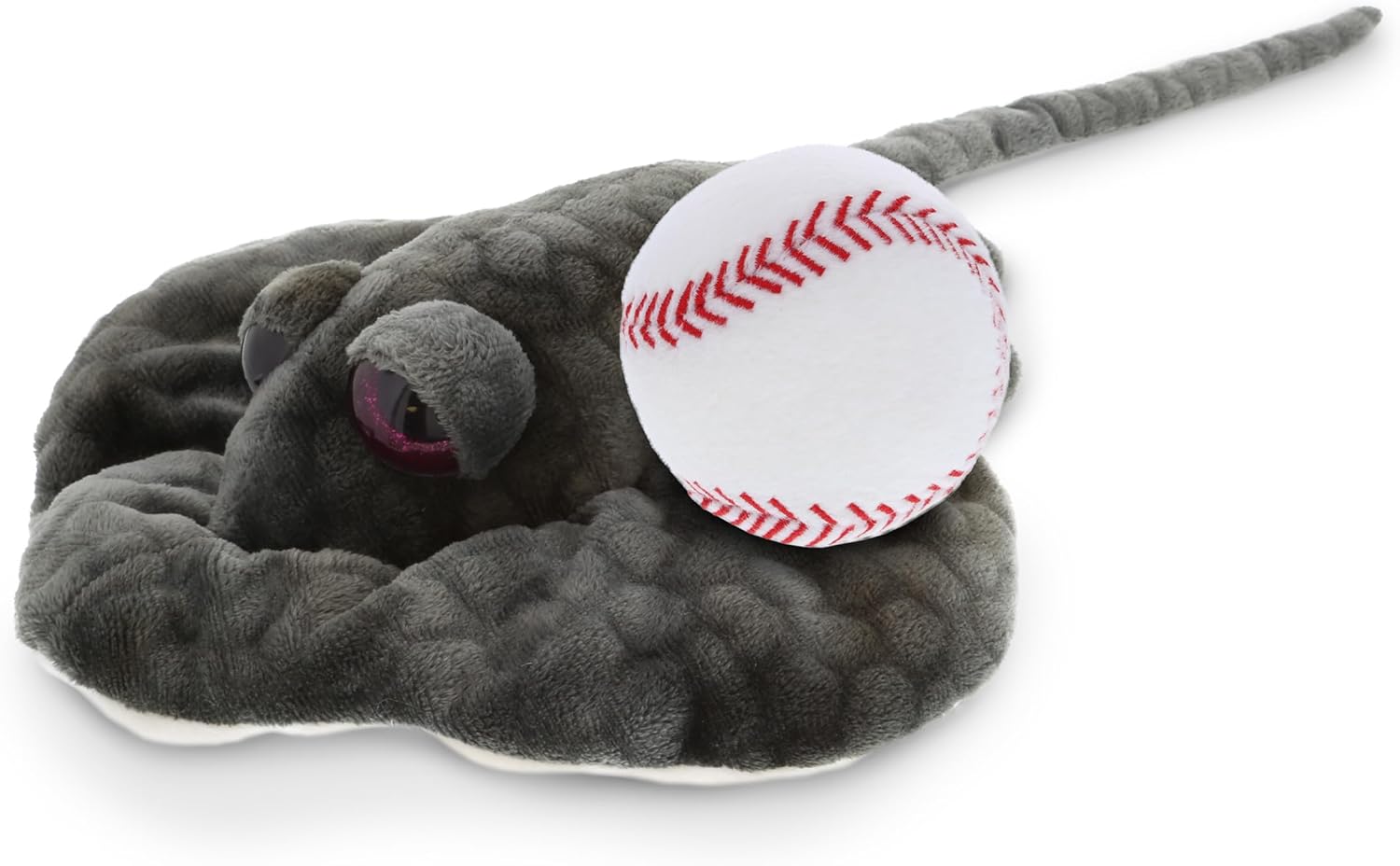 DolliBu Grey Stingray Plush with Baseball - 18 Inch 1