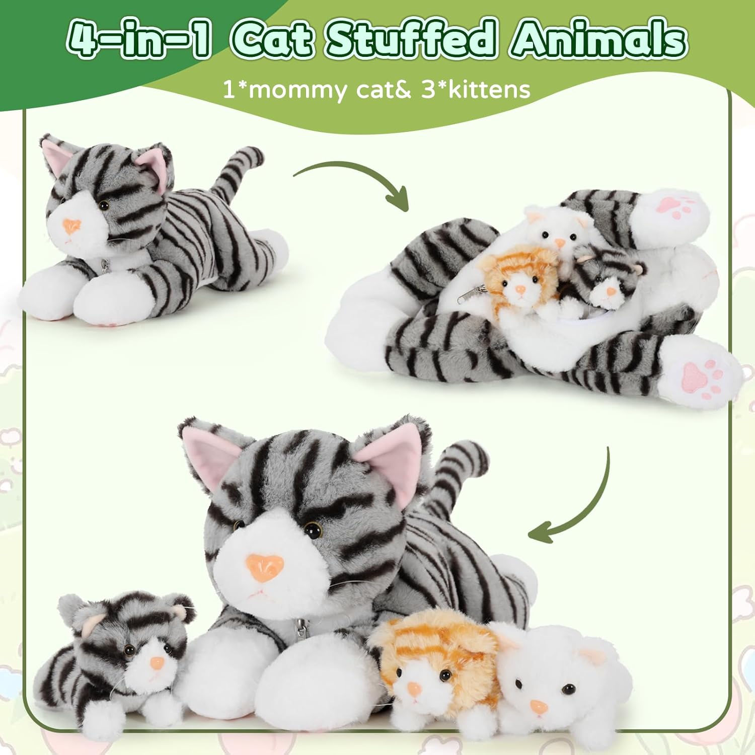 Muiteiur 157 Inch Cuddly Cat Plush Set