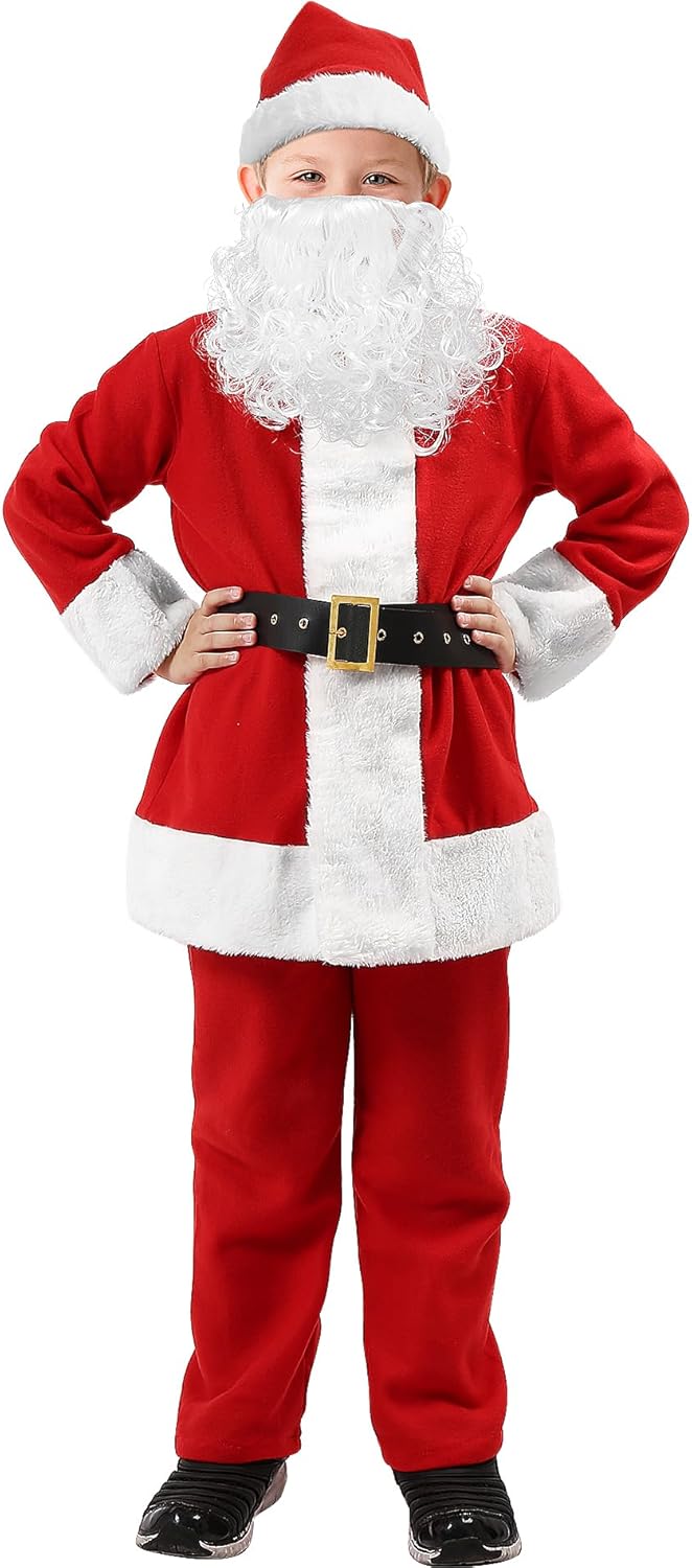 Kids Santa Costume 5Pcs - Festive Christmas Suit for Children