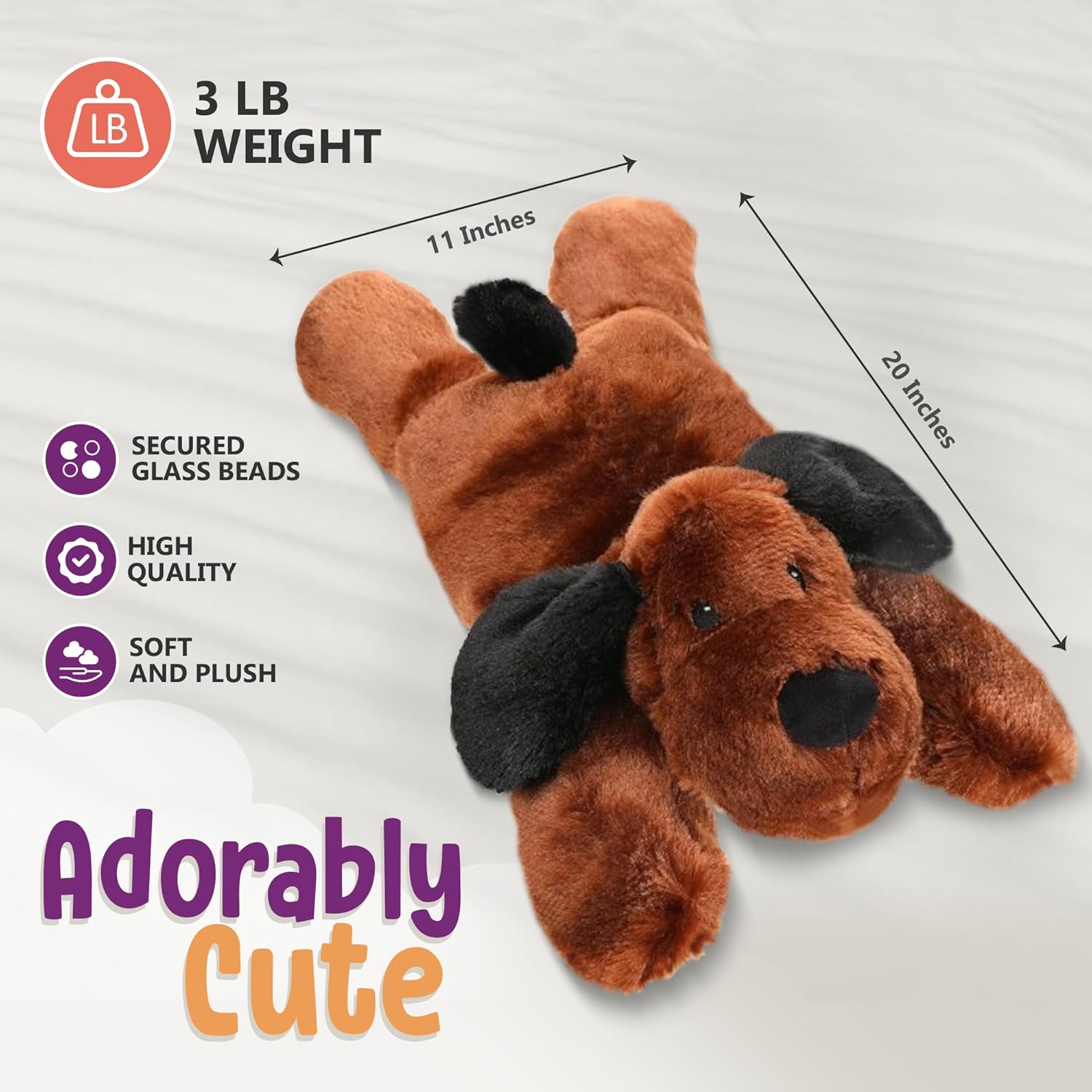 Cuddle Buds 3lbs Weighted Plush Dog for Kids and Adults