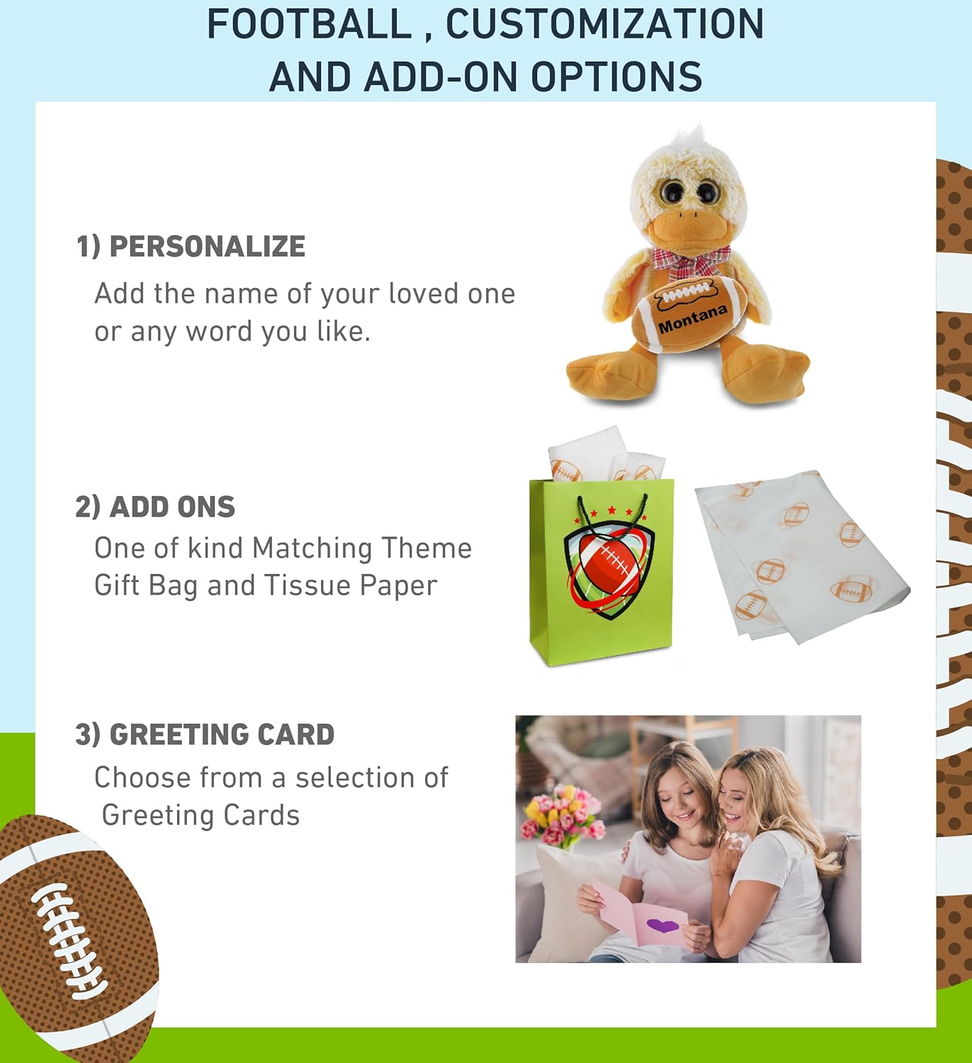 DolliBu Sitting Duck Plush with Football - 9 Inches