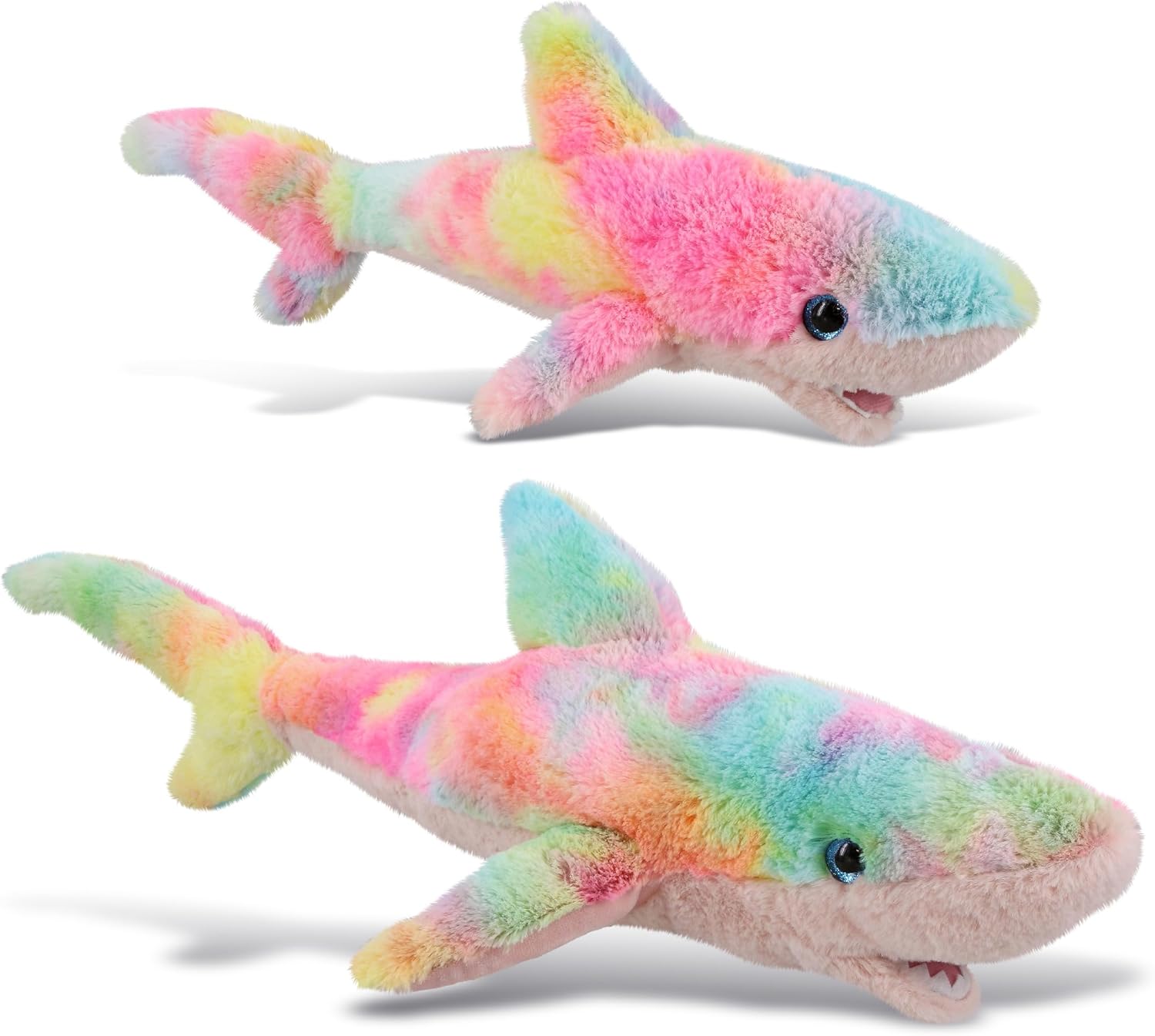 DolliBu Rainbow Plush Shark Stuffed Toys 2 Pack
