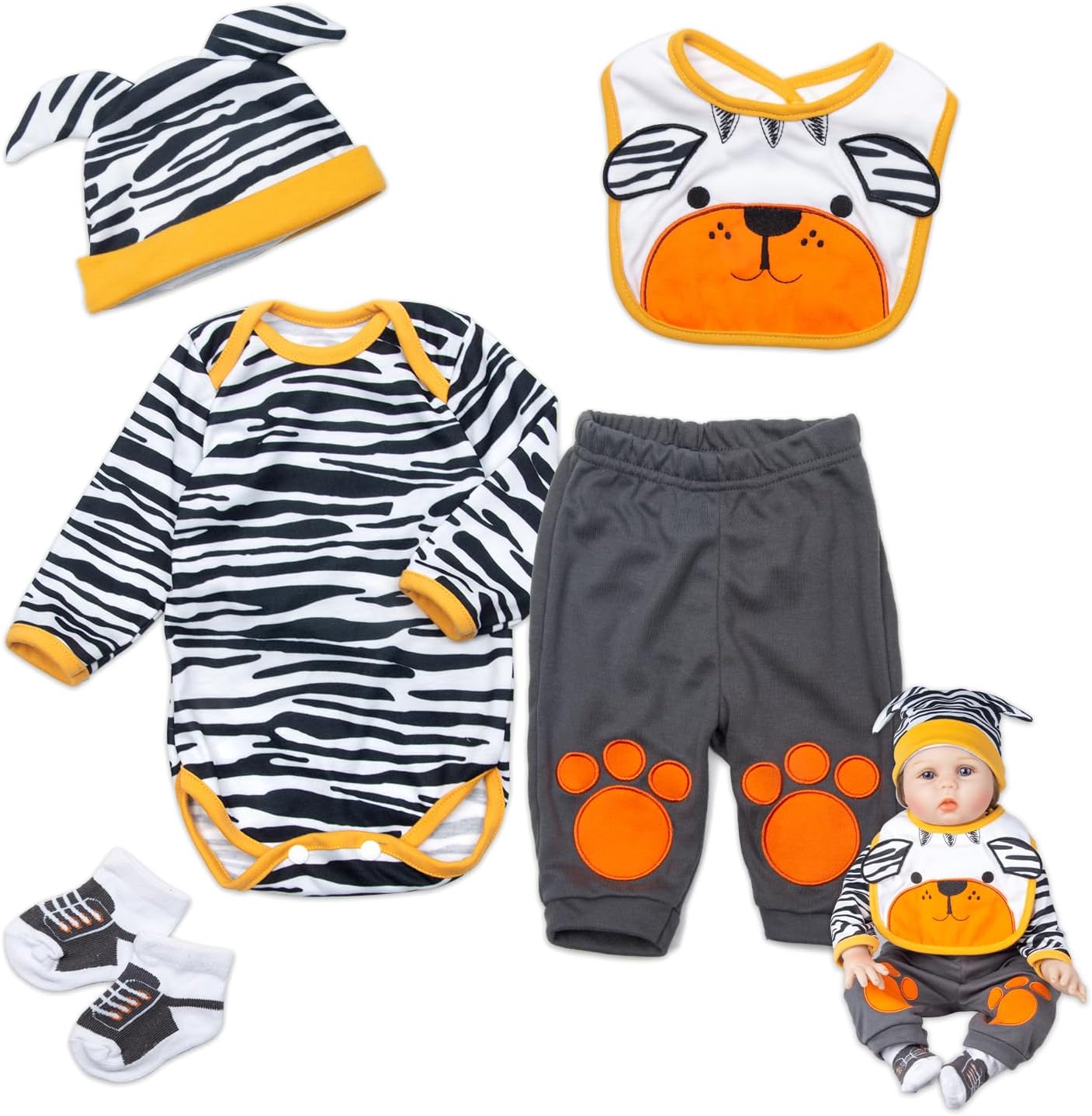 Medylove 22 Reborn Baby Boy Tiger Outfit 5 Pieces