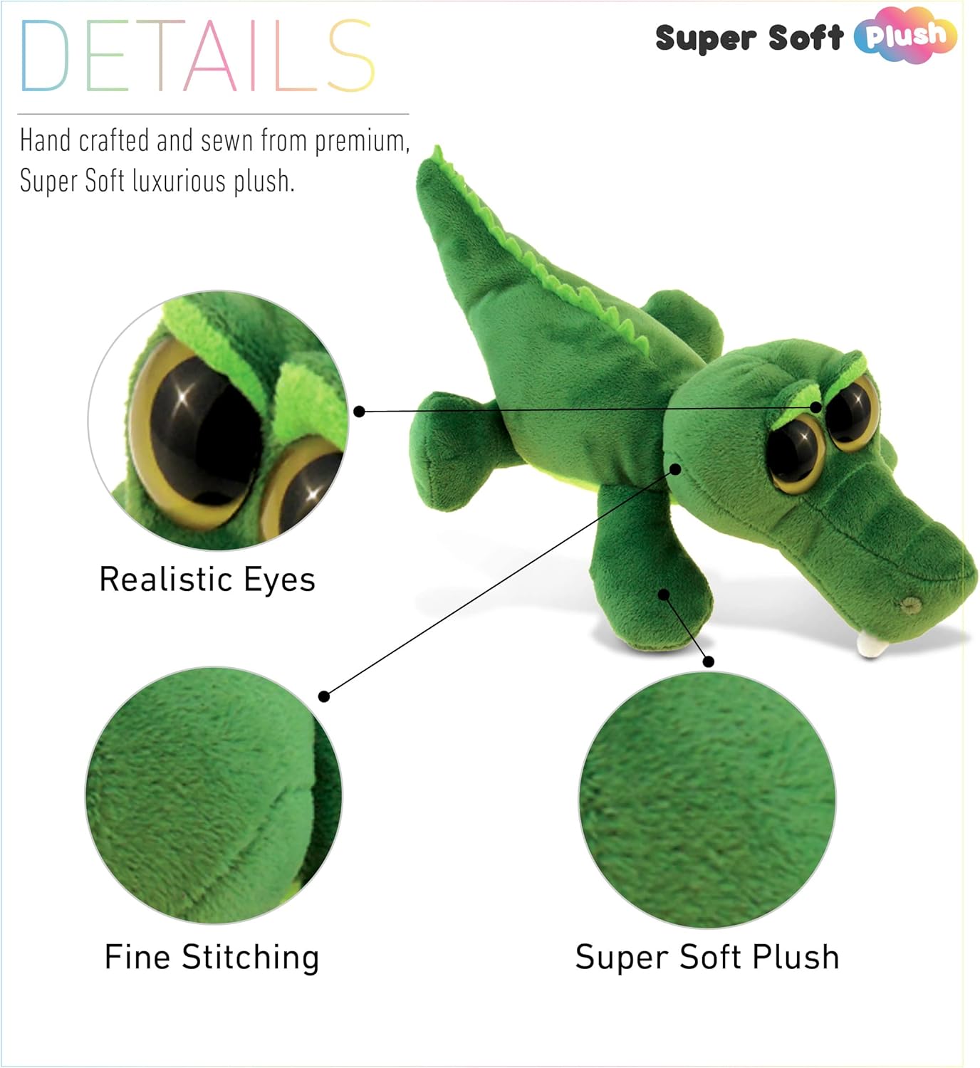 DolliBu Green Alligator Plush Stuffed Animal - 6 Inches 1