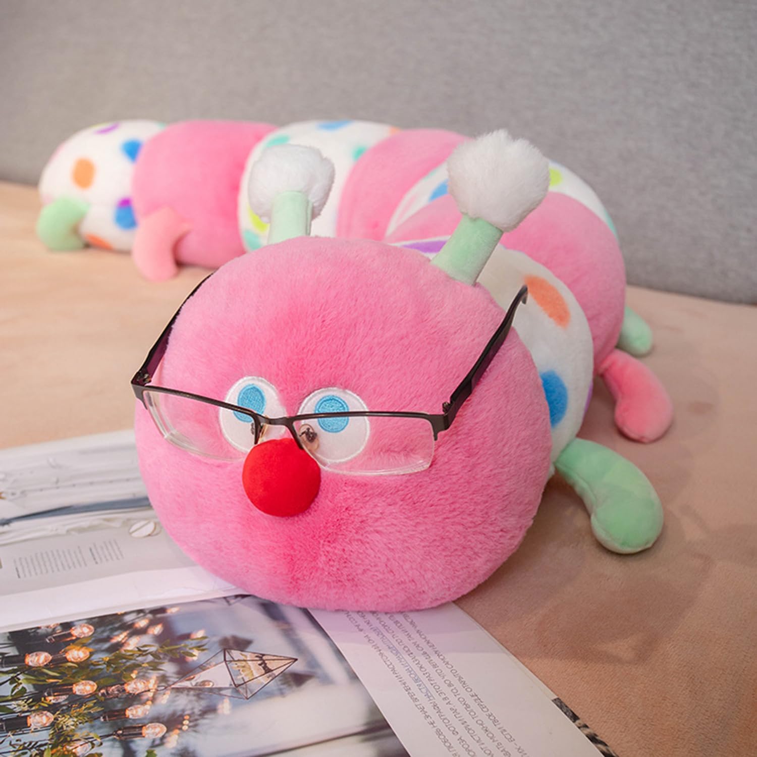 CASAGOOD 354 Inch Caterpillar Plush Stuffed Animal Pillow Pink