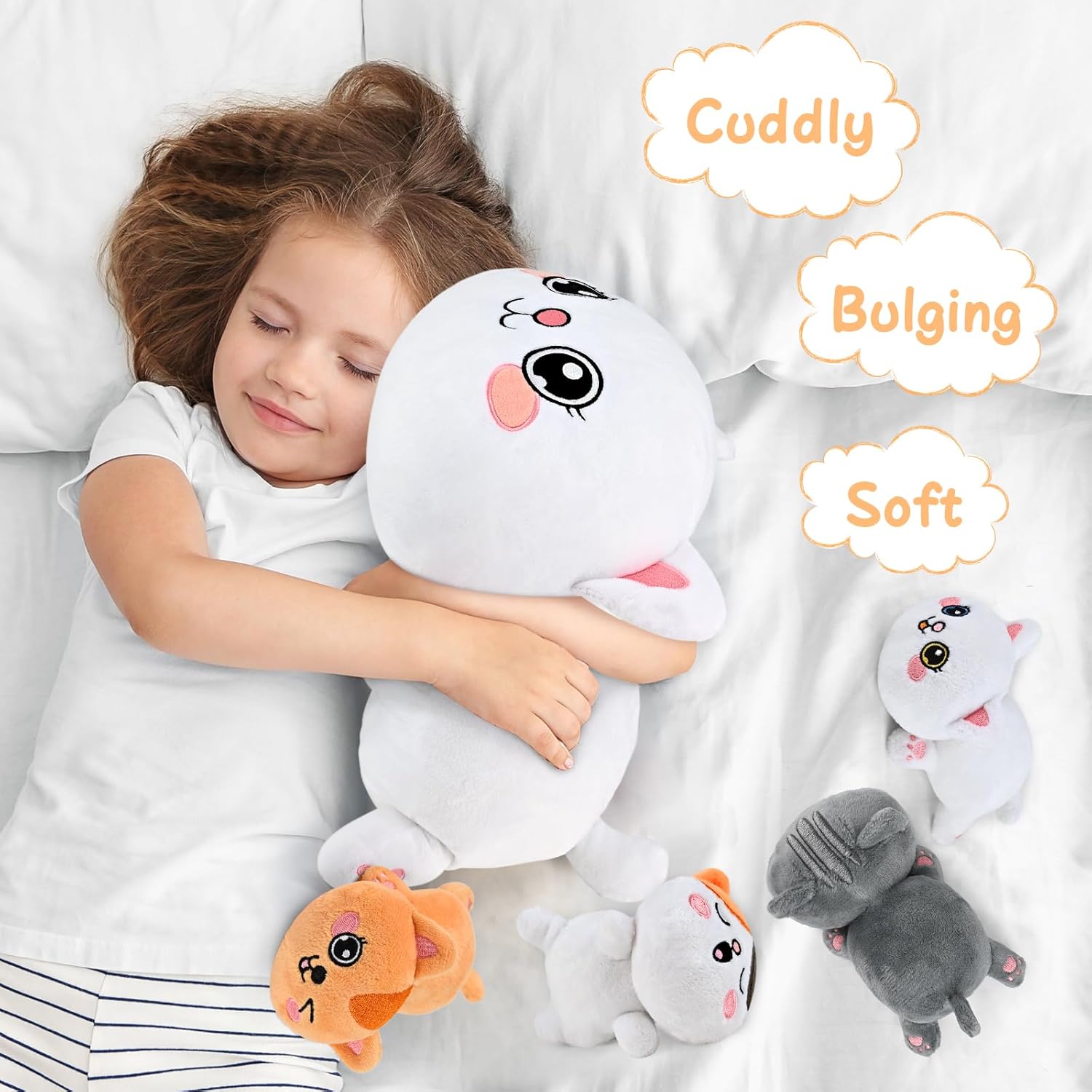 KMUYSL Plush Cat Toy Set with 4 Baby Kitties