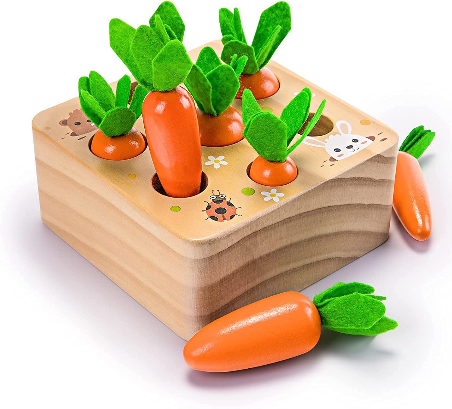Ancaixin Wooden Carrot Harvest Toy for 6-12 Month Babies
