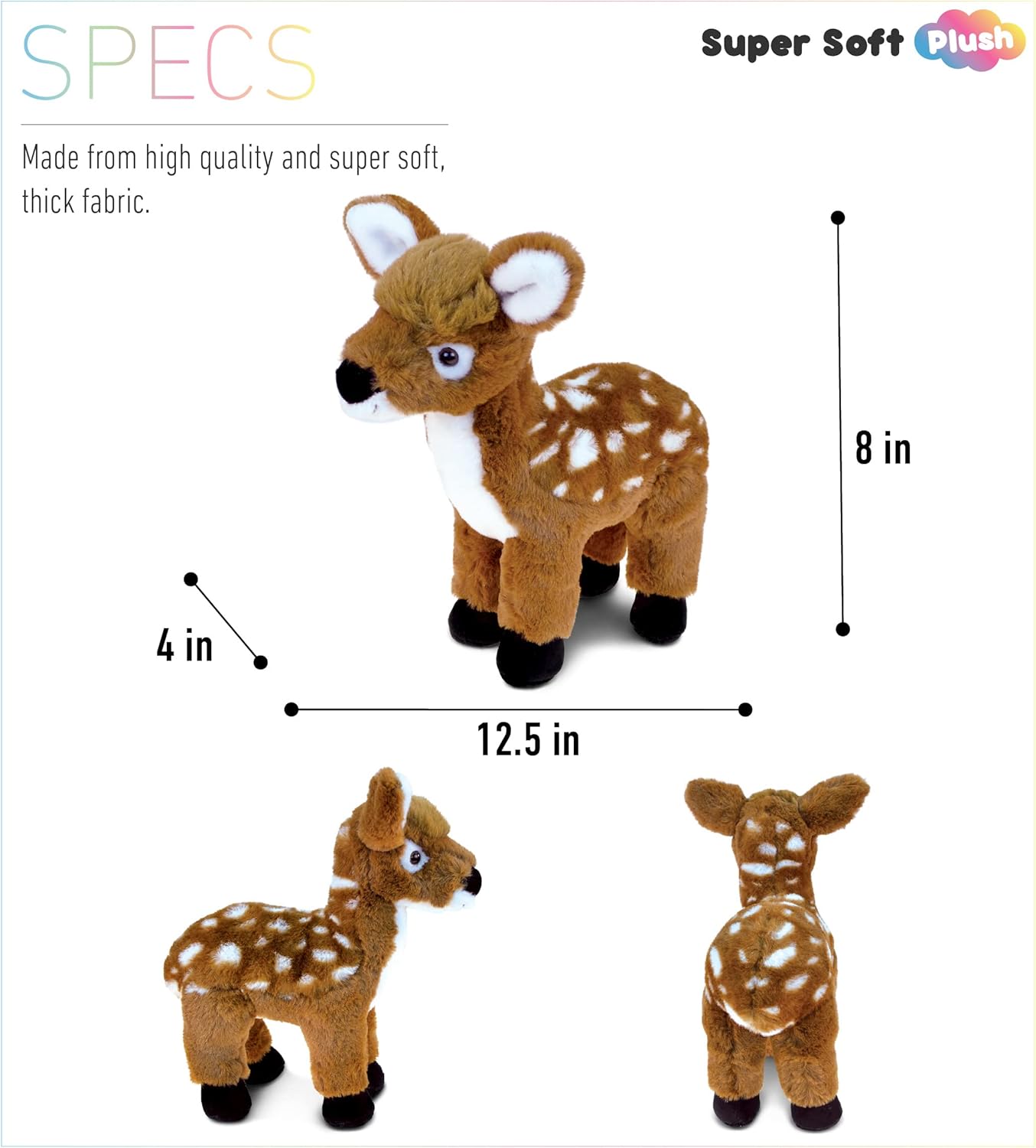DolliBu Plush Deer - Super Soft Huggable 125 Inch Standing Deer Toy